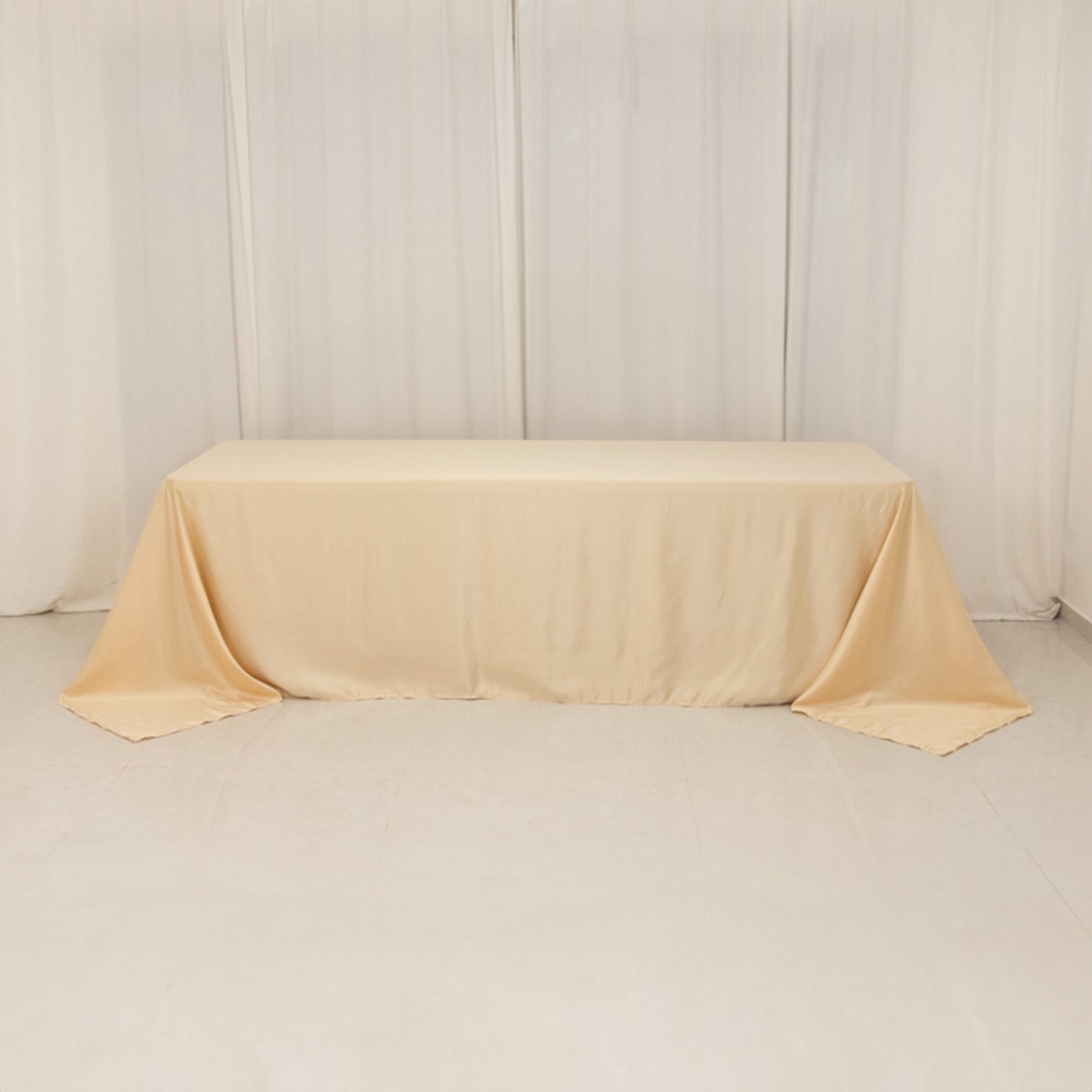 Lamour Satin 90x156 Rectangle Tablecloth Beige - Luxurious, Soft Seamless Table Cover