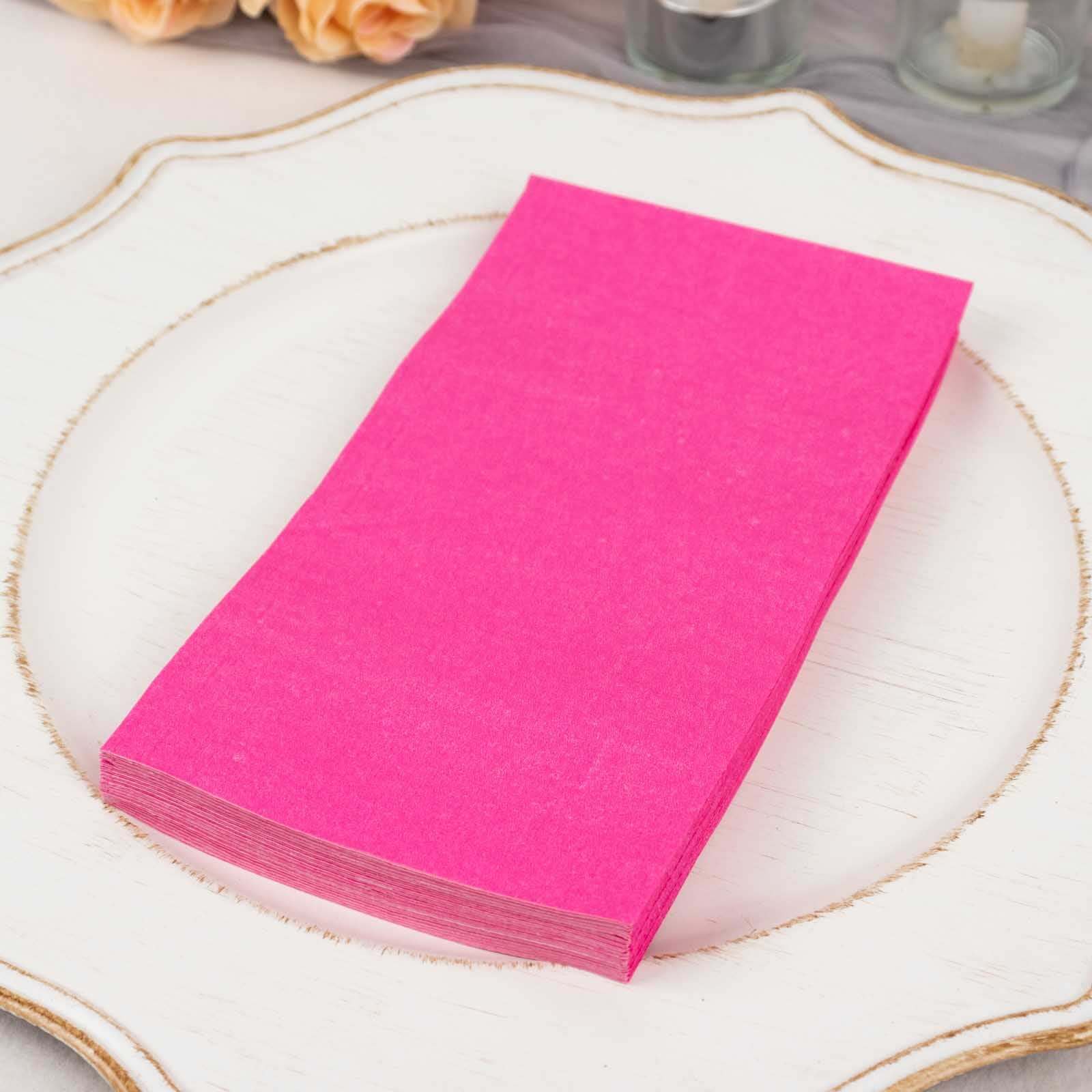 50-Pack Paper Napkins Soft Fuchsia - Disposable 2-Ply Cocktail and Beverage Napkins for Weddings