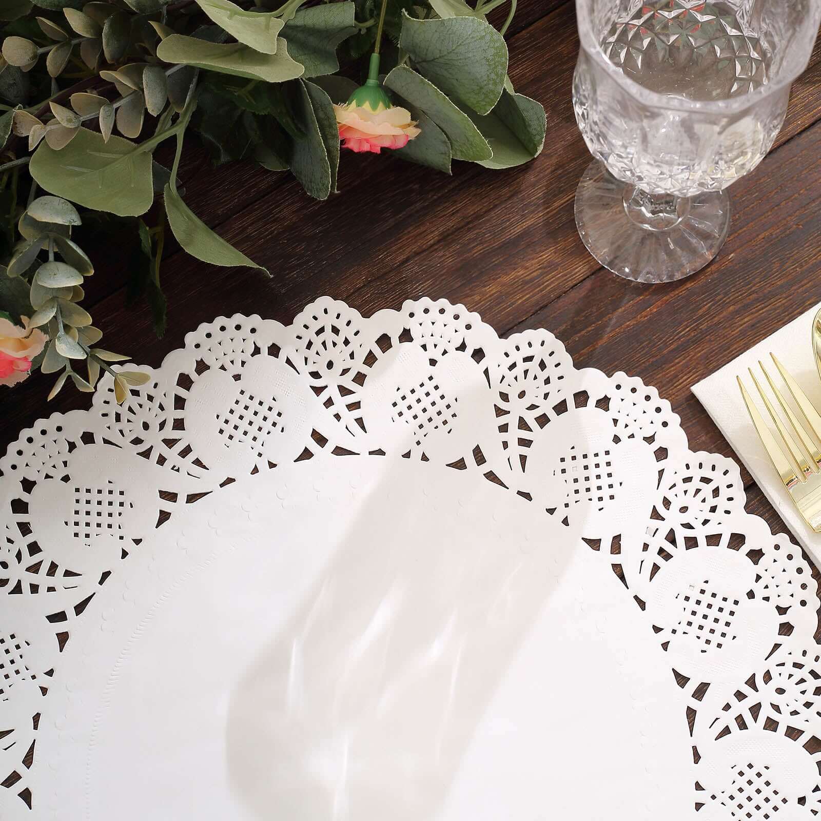 100 Pcs Paper 12 Round Placemats in White - Food Grade Lace Paper Doilies for Dessert Display & Table Decor