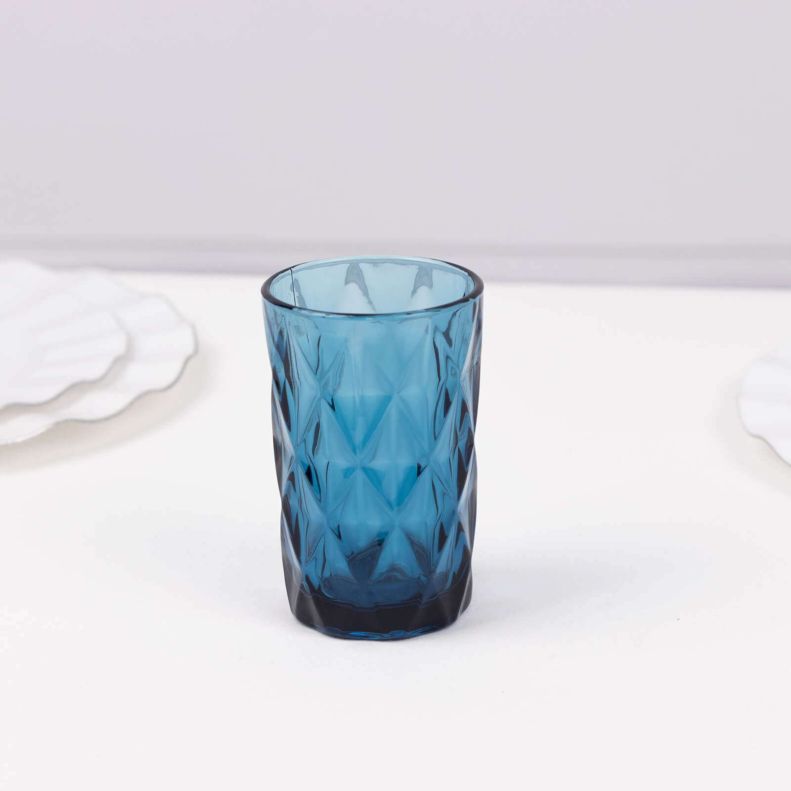6-Pack Whiskey Glasses Ocean Blue Textured Crystal Cut Design with Heavy Base - Highball Tumblers for Parties & Events 12oz 5