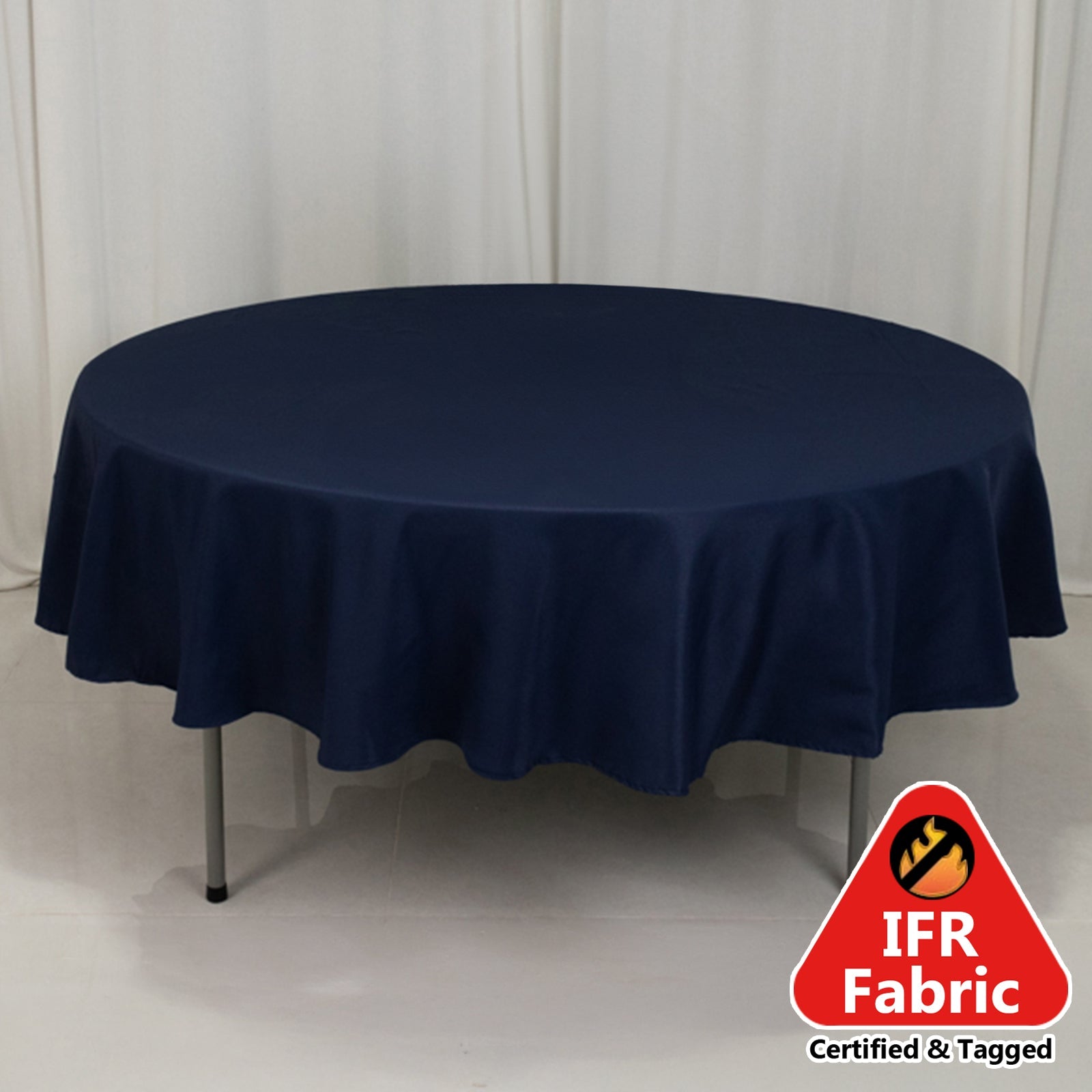 Fire Retardant Premium Polyester 90 Round Tablecloth Navy Blue - High-Performance Table Cover