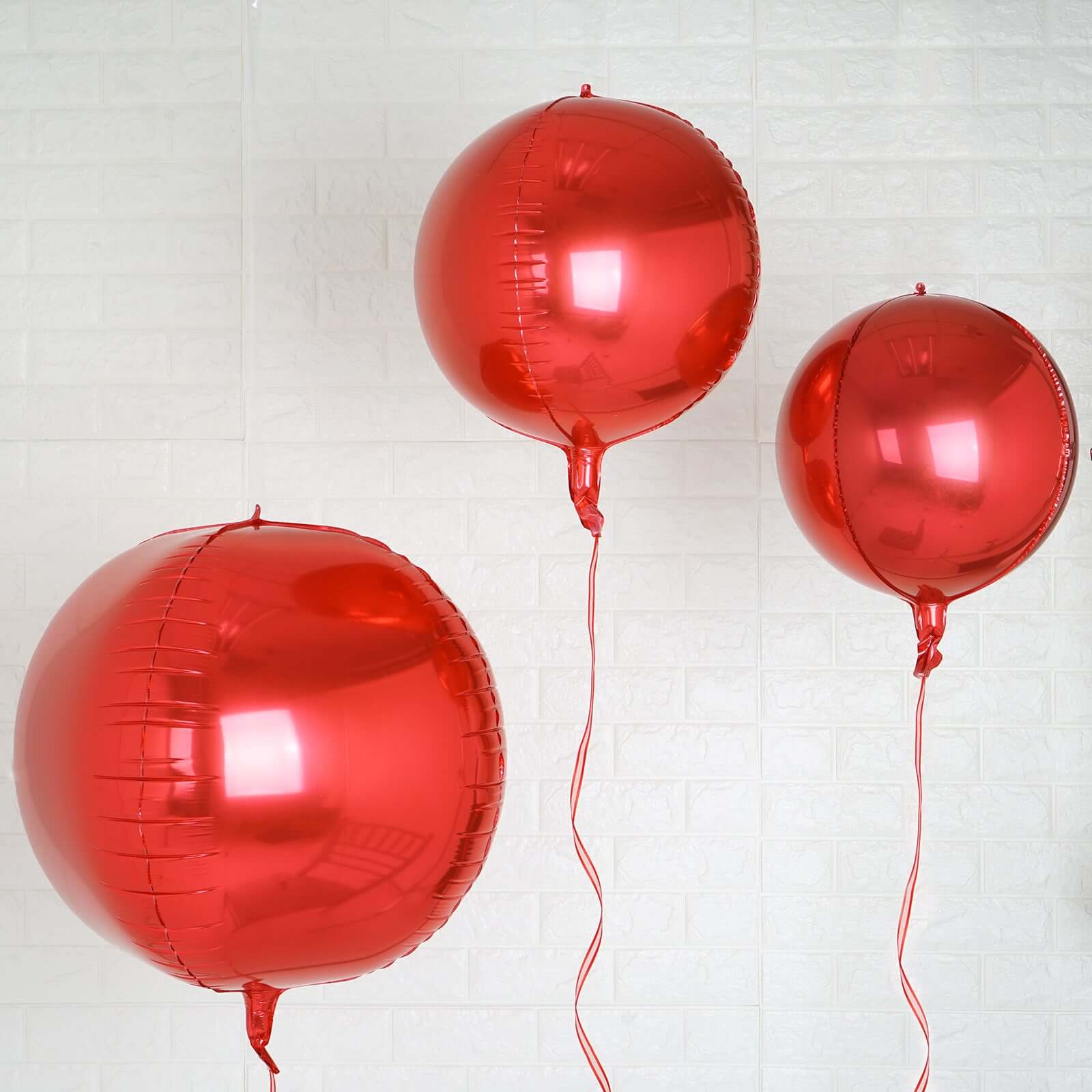 2 Pack 18 4D Metallic Red Sphere Mylar Foil Helium or Air Balloons