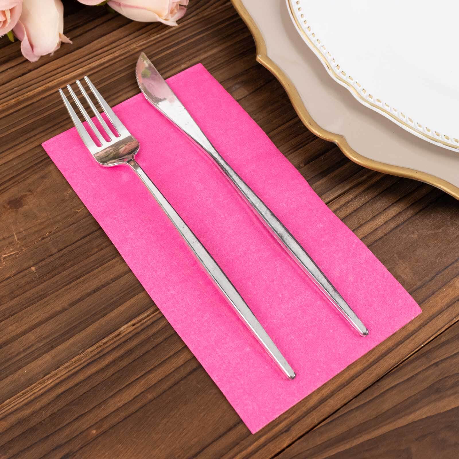 50-Pack Paper Napkins Soft Fuchsia - Disposable 2-Ply Cocktail and Beverage Napkins for Weddings