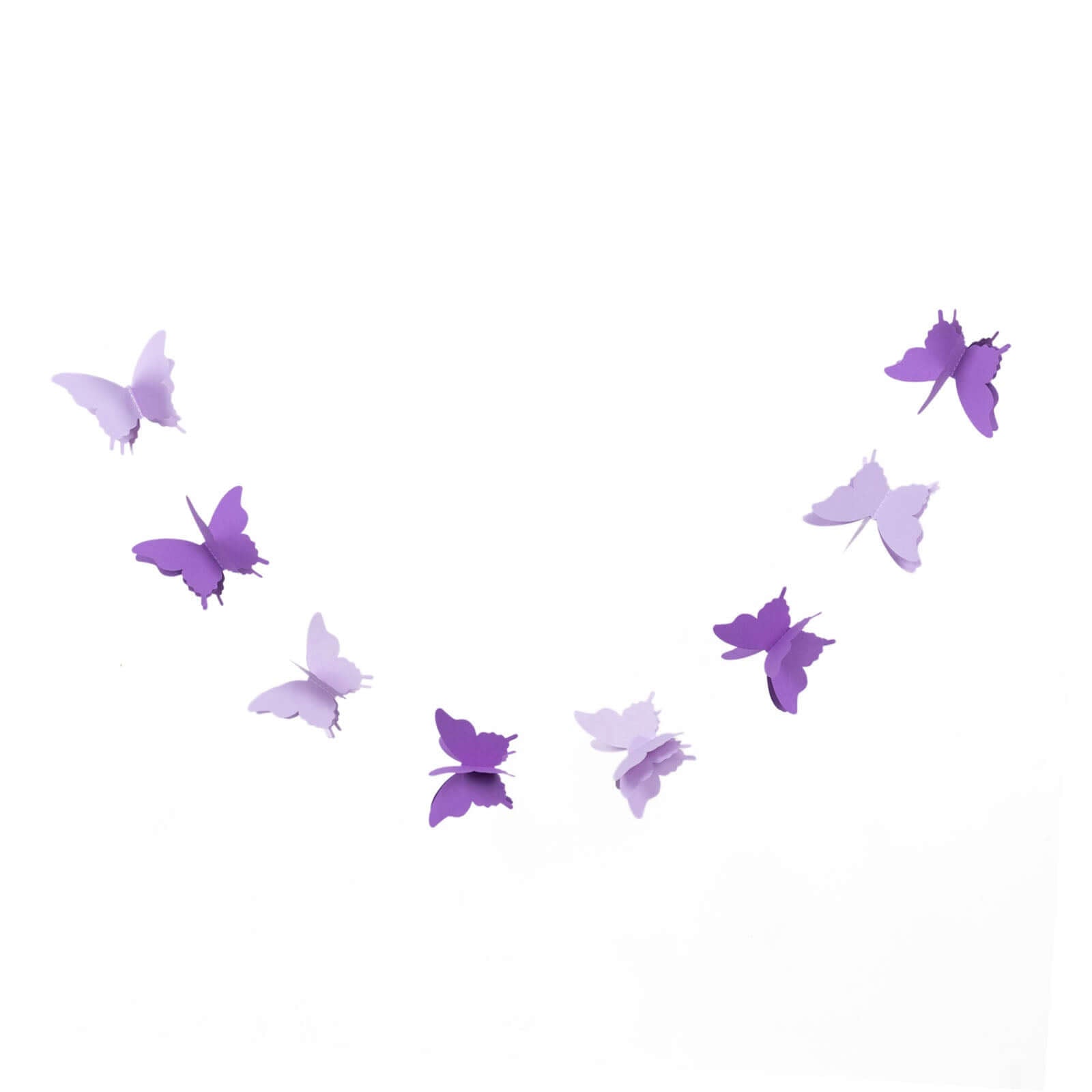 2 Pack 9ft Purple 3D Paper Butterfly Hanging Garland Streamers, Party String Banners