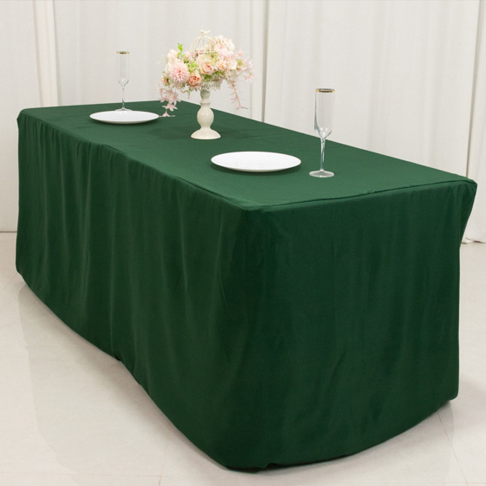 Fitted Polyester 72x30 Rectangle Tablecloth Hunter Emerald Green - Durable Table Cover