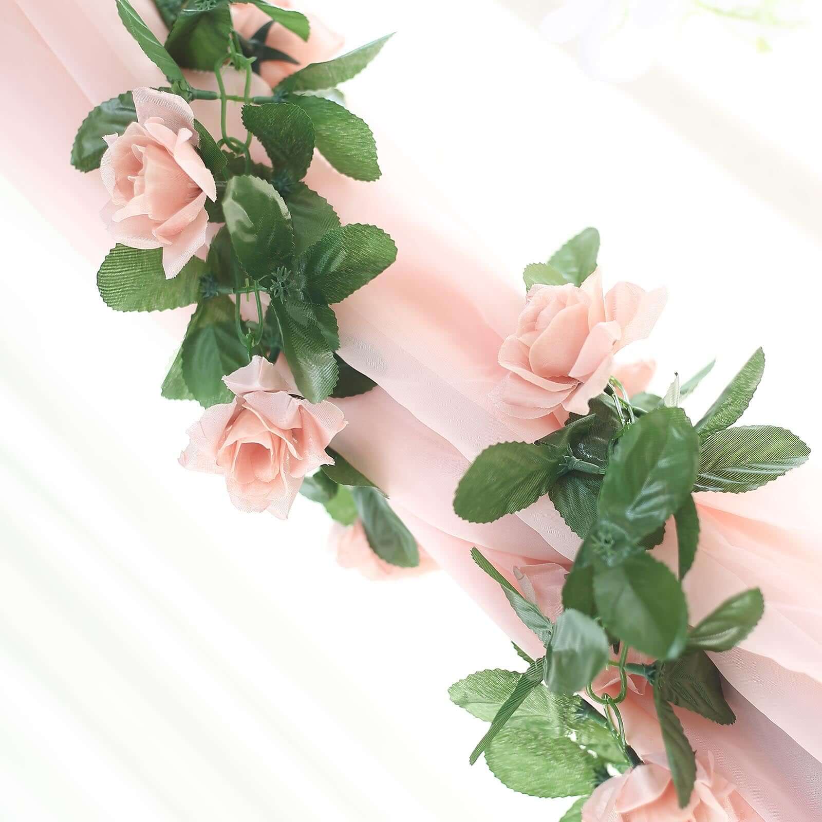 6ft Dusty Rose Artificial Silk Rose Garland UV Protected Flower Chain