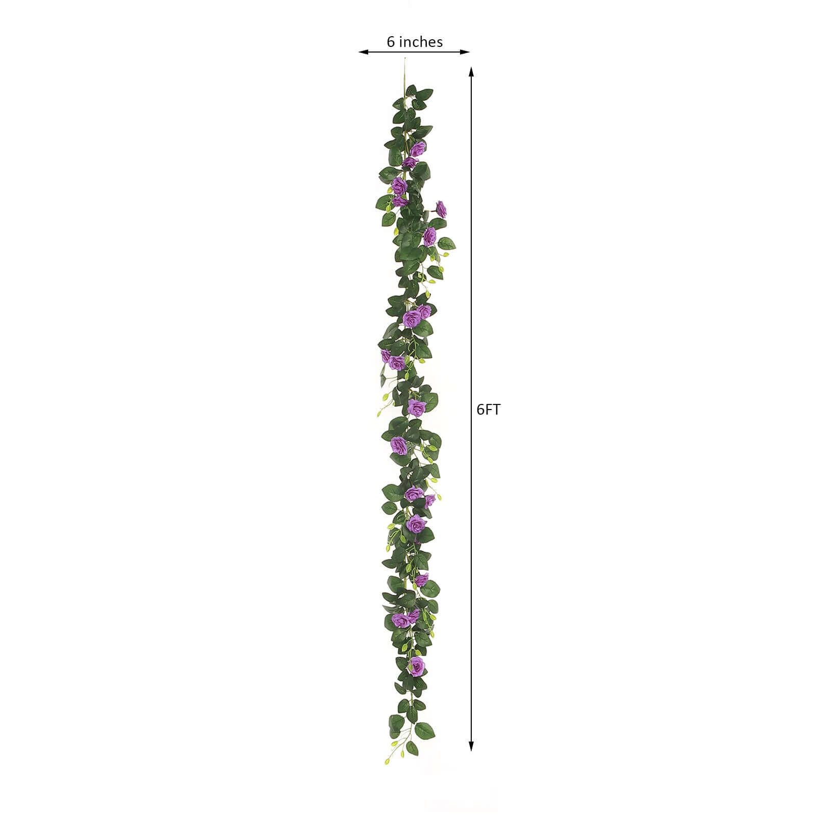 6ft 20 Purple Artificial Silk Roses Flower Garland, Hanging Vine