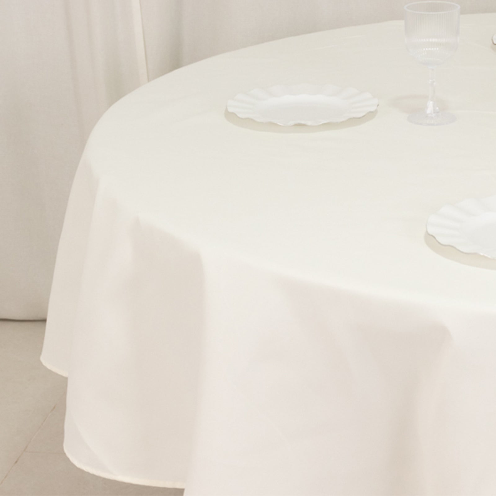 Cotton Blend 90 Round Tablecloth Ivory - Wrinkle-Resistant Table Cover