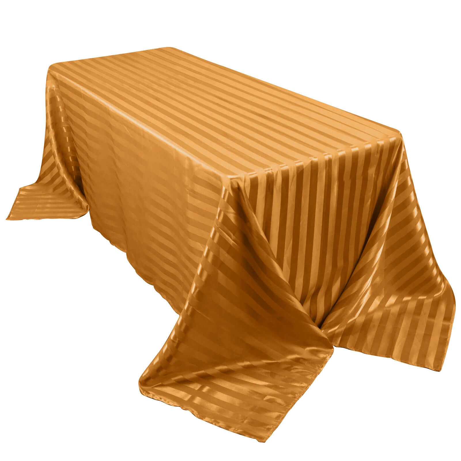 Satin Striped 90x132 Rectangular Tablecloth Gold Satin Stripe - Seamless Silky Smooth Table Cover