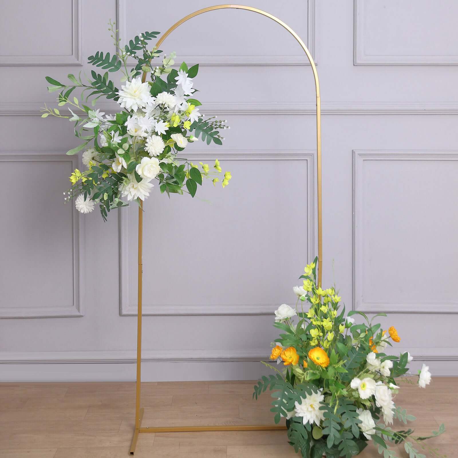 5ft Gold Metal Wedding Arch Chiara Backdrop Stand Floral Display Frame With Round Top