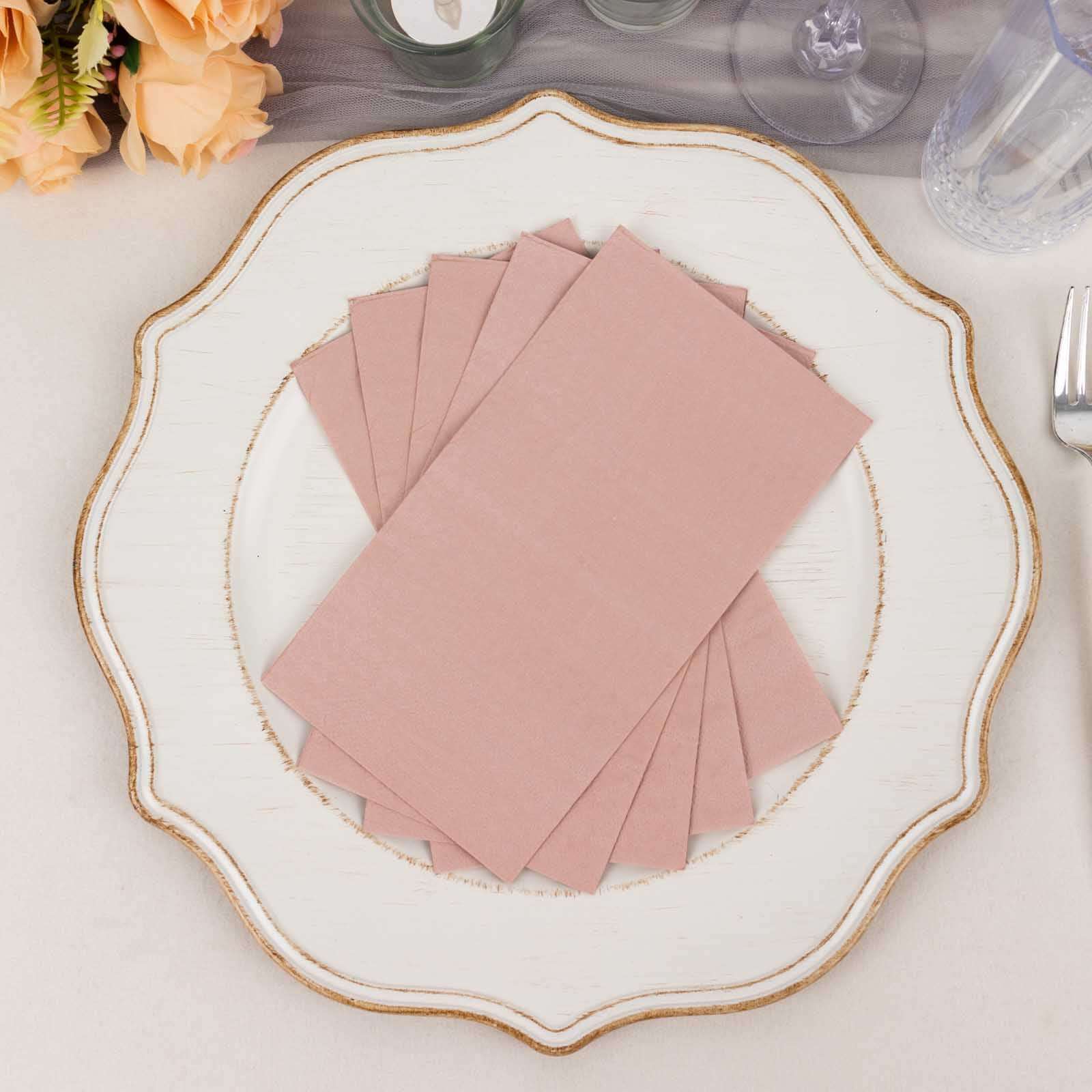 50-Pack Paper Napkins Soft Dusty Rose - Disposable 2-Ply Cocktail and Beverage Napkins for Weddings