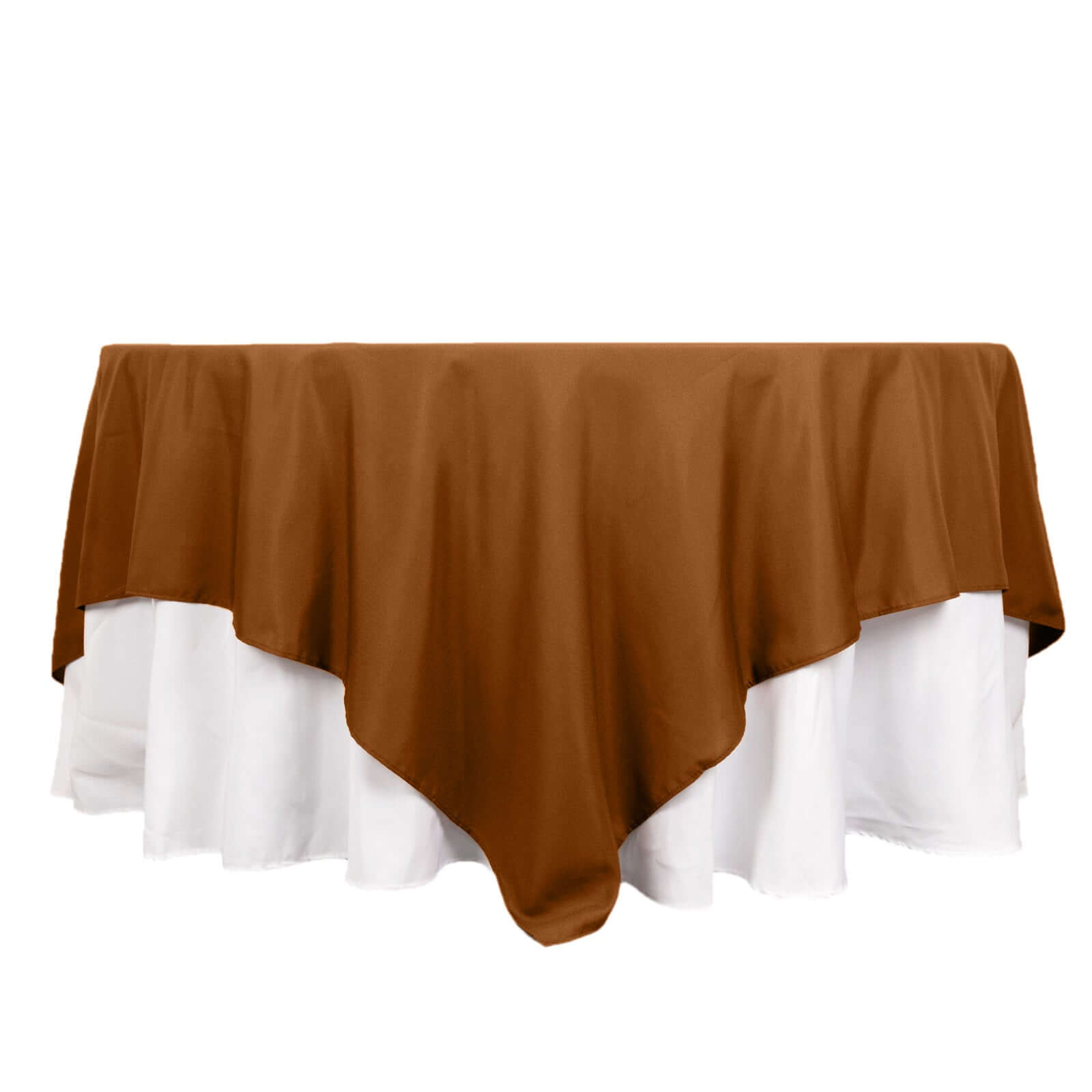 Polyester 90x90 Table Overlay Square Tablecloth Cinnamon Brown - Wrinkle-Resistant & Durable Table Cover