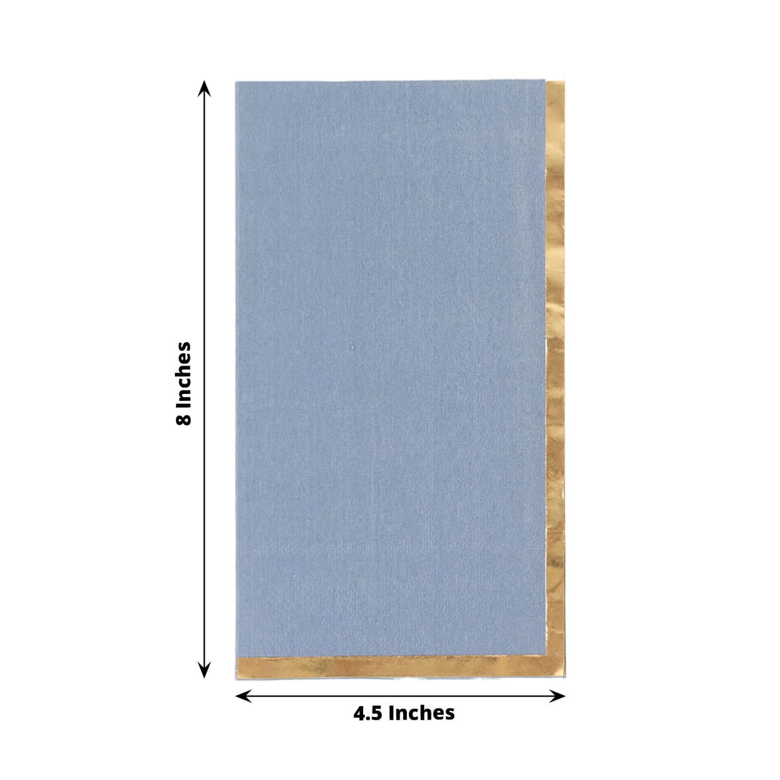 50-Pack Paper Dinner Napkins Dusty Blue with Gold Foil Edge 2 Ply - Stylish Disposable Napkins