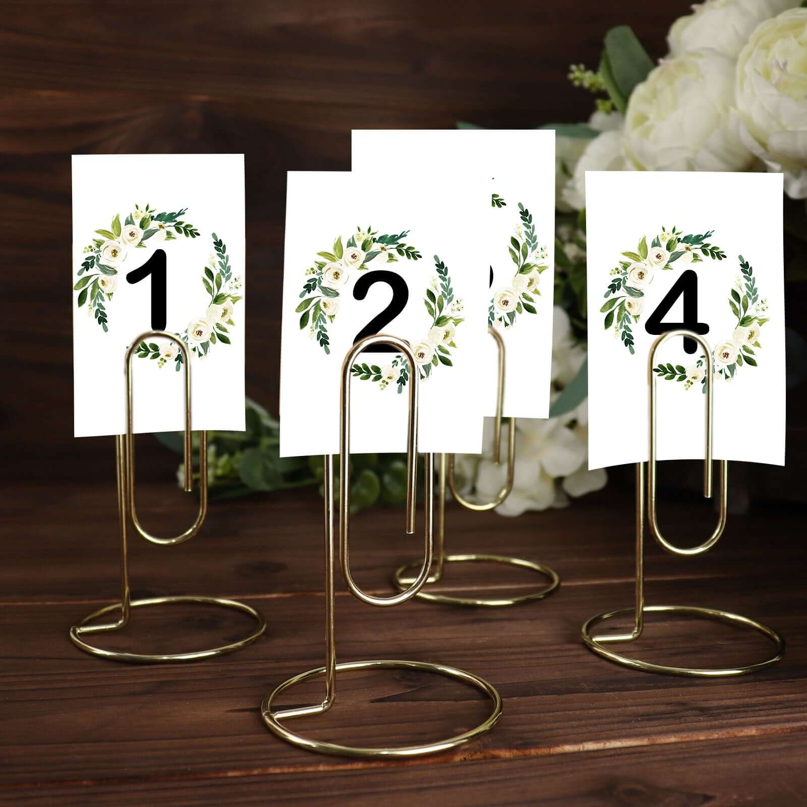 5-Pack Metal Card Holder Stands Paperclip Design Gold - Table Number Stands and Wedding Menu Clips 5