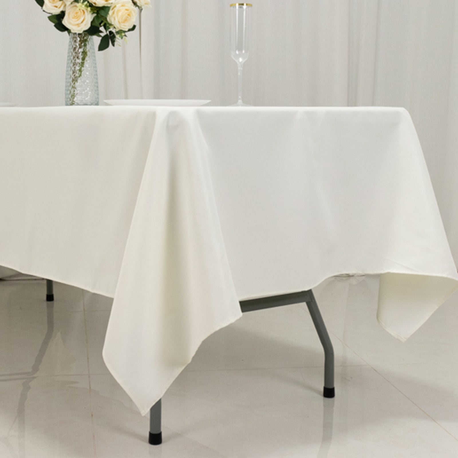 Fire Retardant Premium Polyester 60x102 Rectangular Tablecloth Ivory - High-Performance Table Cover
