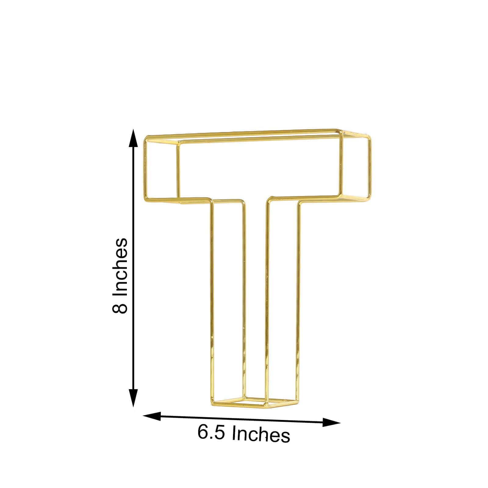 8 Tall Gold Freestanding 3D Decorative Wire Letter, Wedding Centerpiece - T