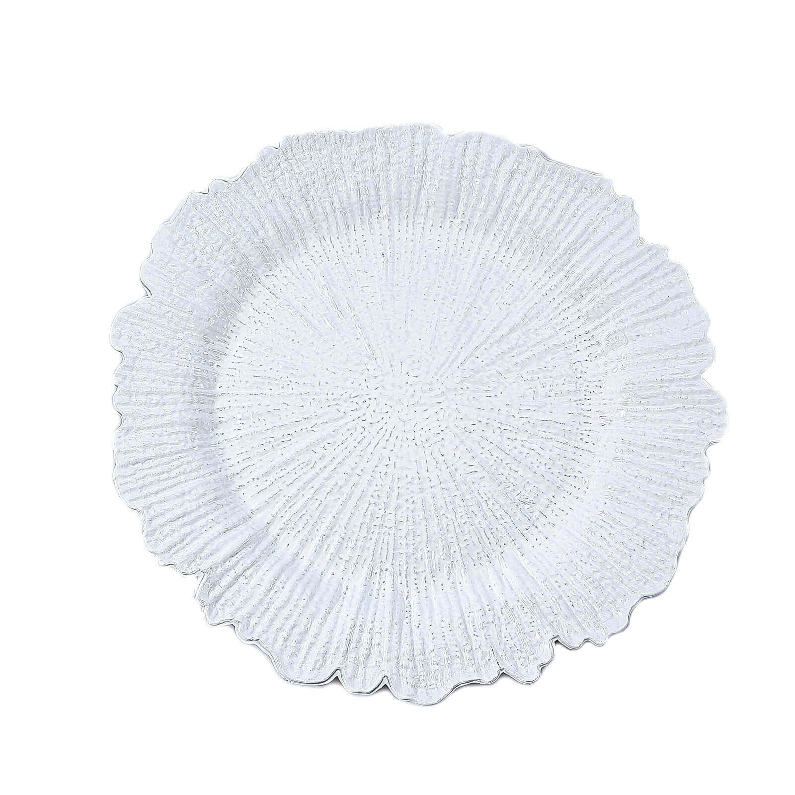 6-Pack Acrylic Plastic Round Charger Plates 13 in White with Reef Design, Classy Dinner Party Charger Tableware