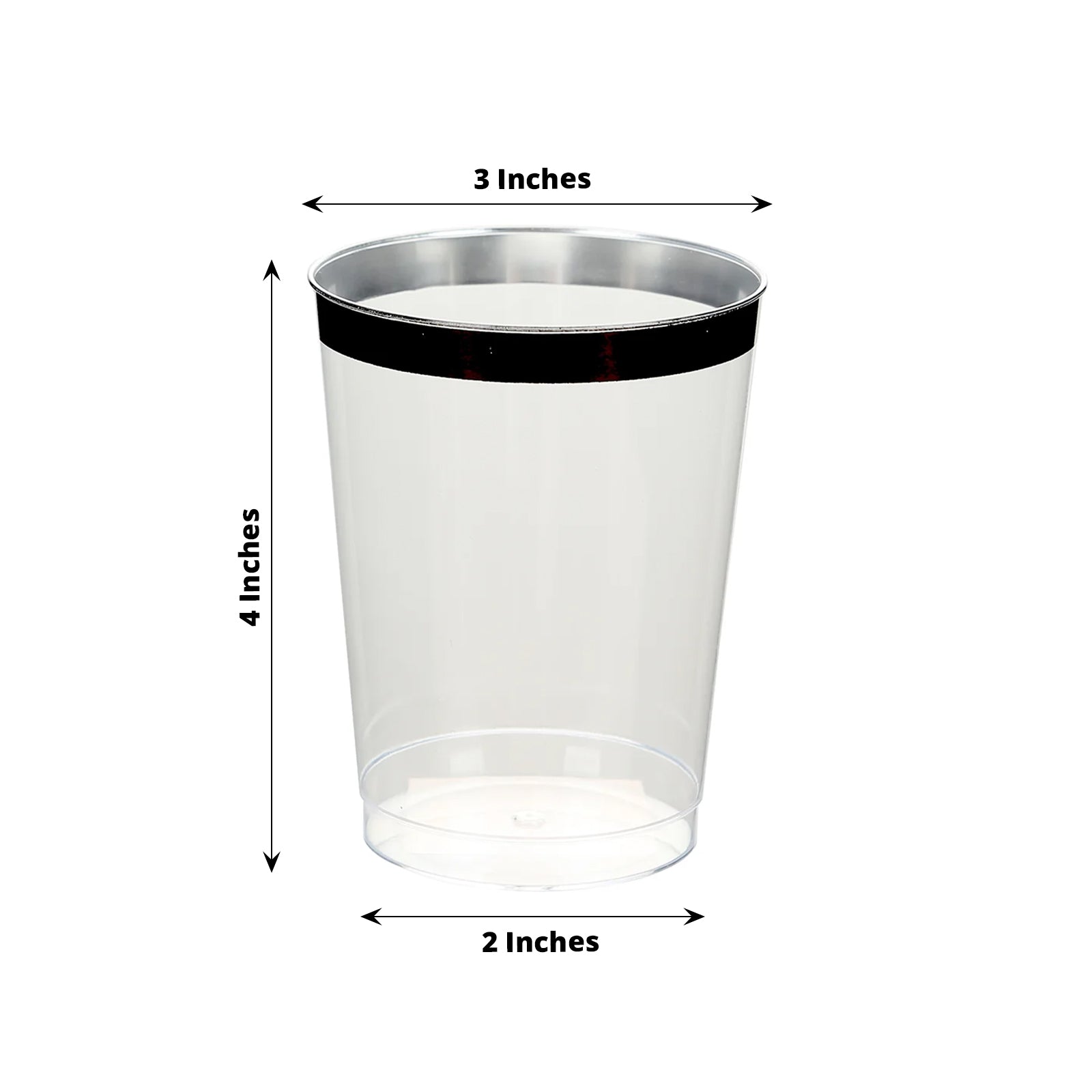 25-Pack Plastic Tumbler Cups Clear with Black Rim - Stylish Disposable Party Glasses 10oz