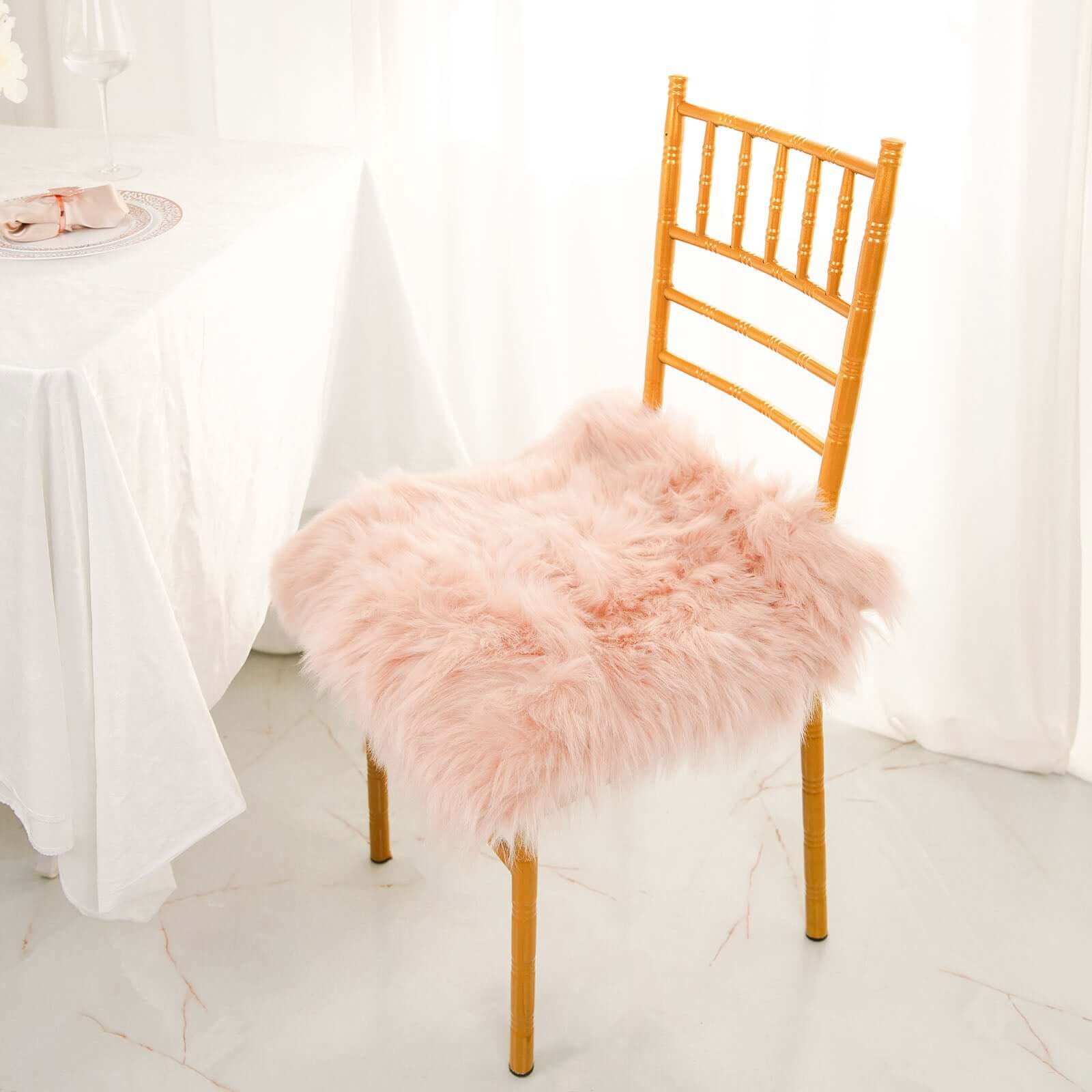 Faux Sheepskin 20 Cushion Cover with Soft Plush Finish Dusty Rose - Stylish Small Shag Area Rug for Events