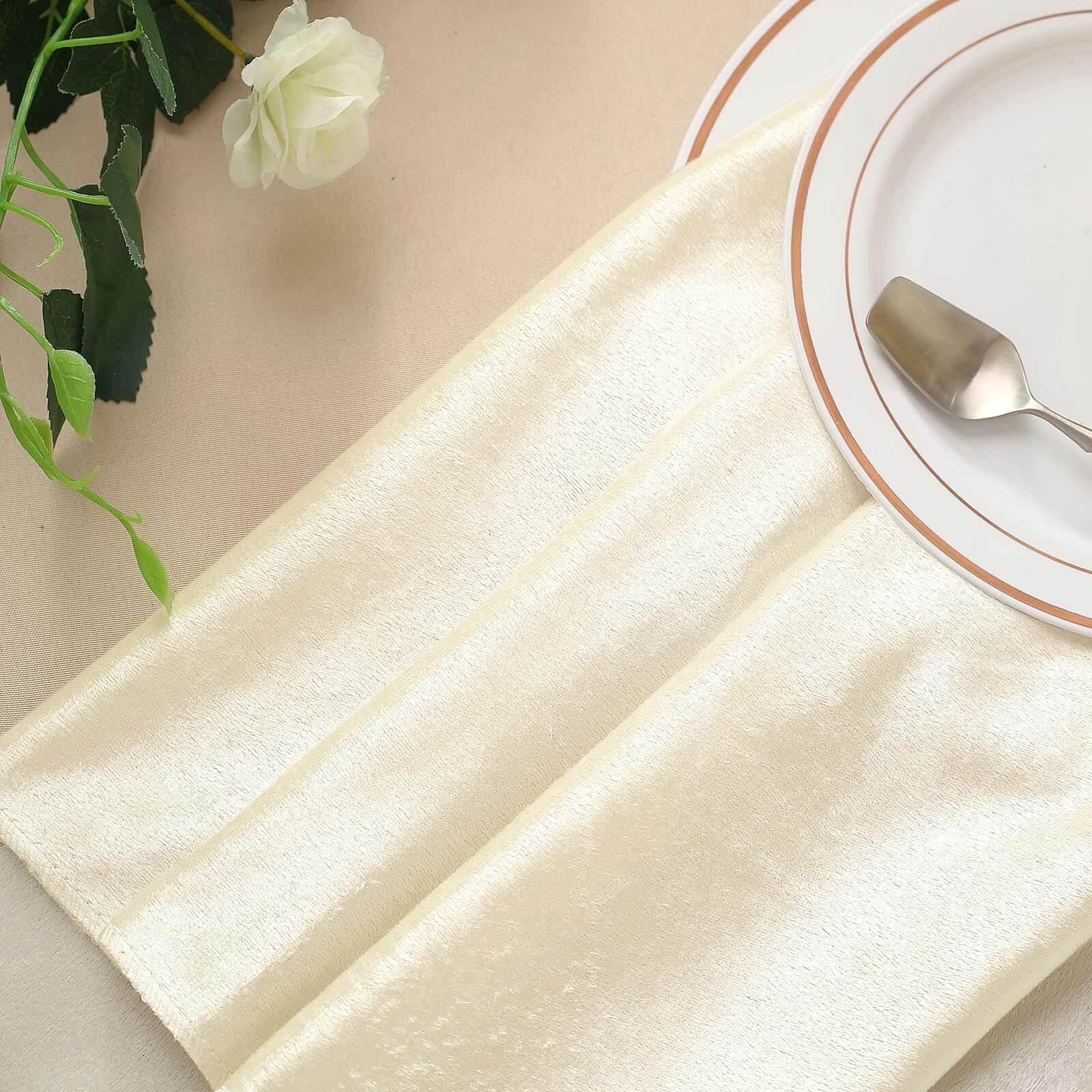 5 Pack Premium Velvet 20x20 Napkins Ivory - Soft Sheen Finish Cloth Napkins