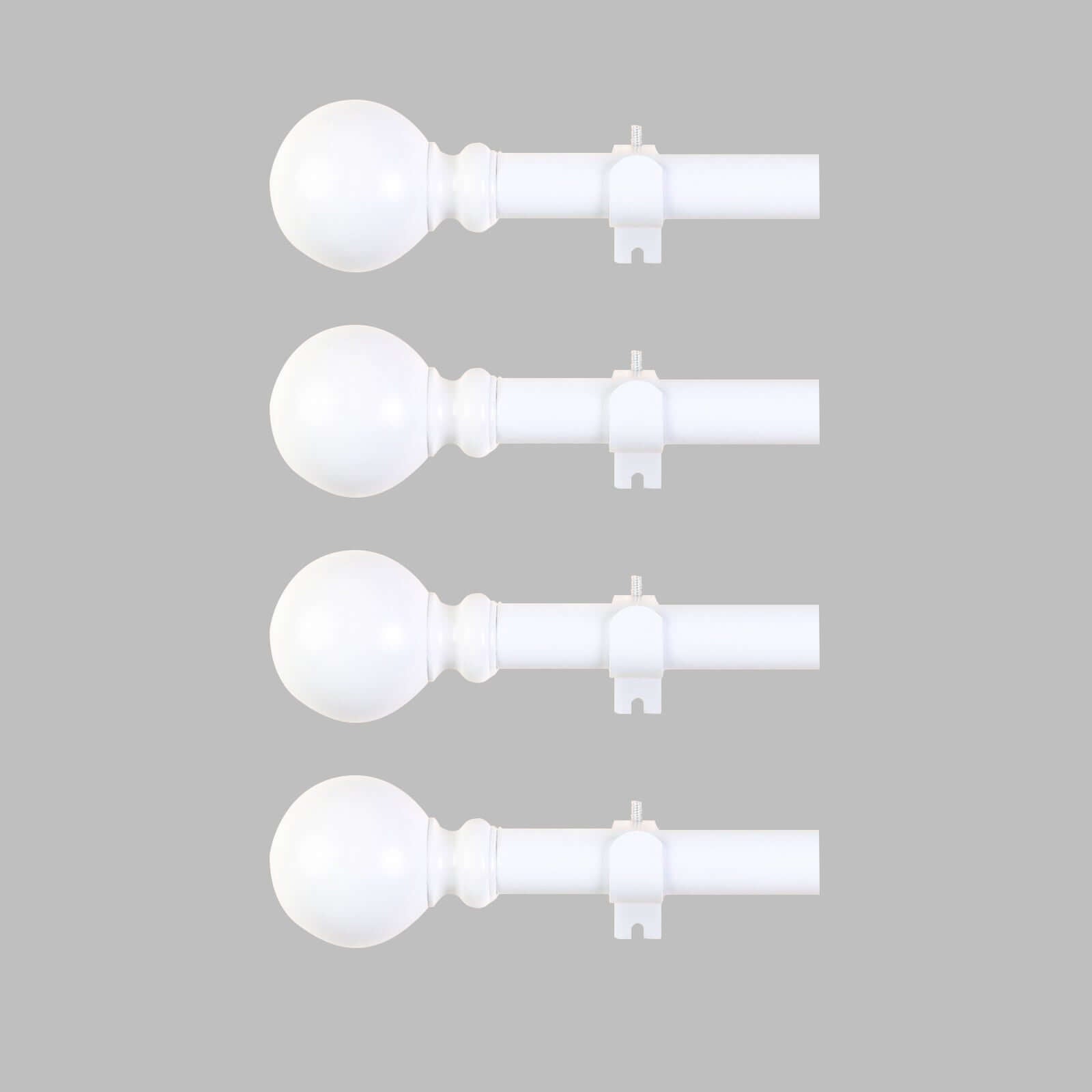 42-126 Adjustable Curtain Rod Set, White, Round Finials