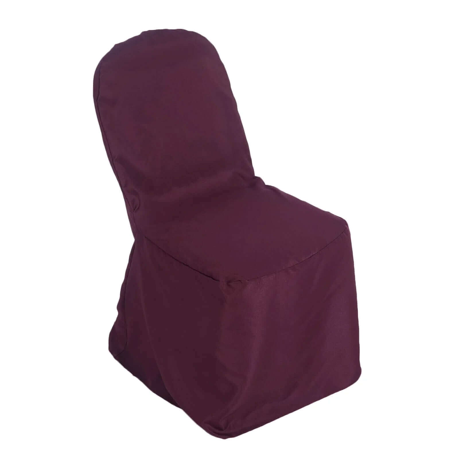 10 Pack Polyester Chair Cover for Banquet Chairs Burgundy - Stain-Resistant Reusable Slip-On Slipcover