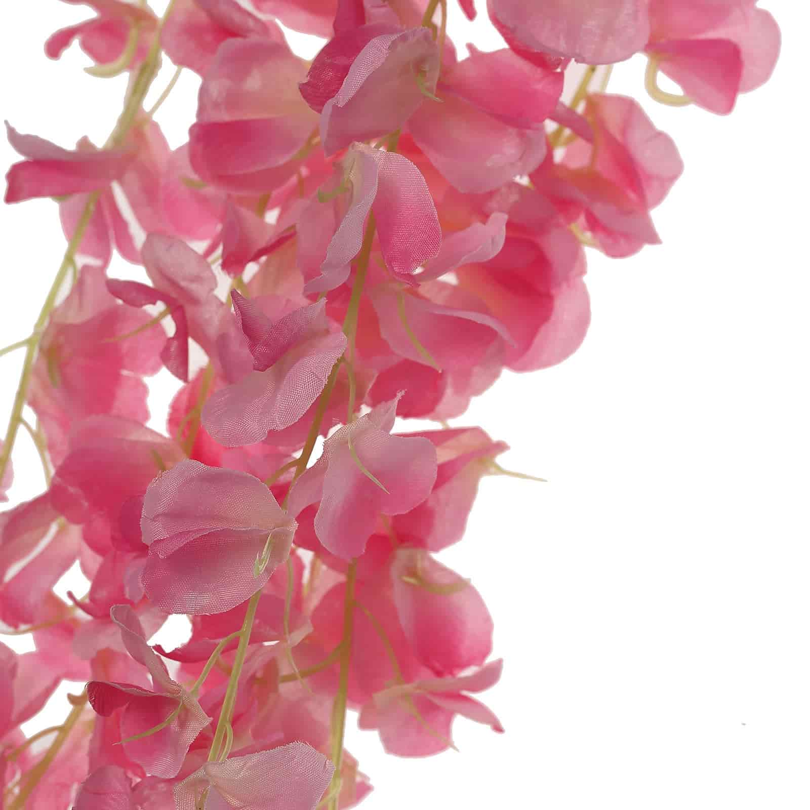 42 Silk Hanging Wisteria Flower Garland Vines in Pink, Elaborated 5 Full Strands in 1 Bush