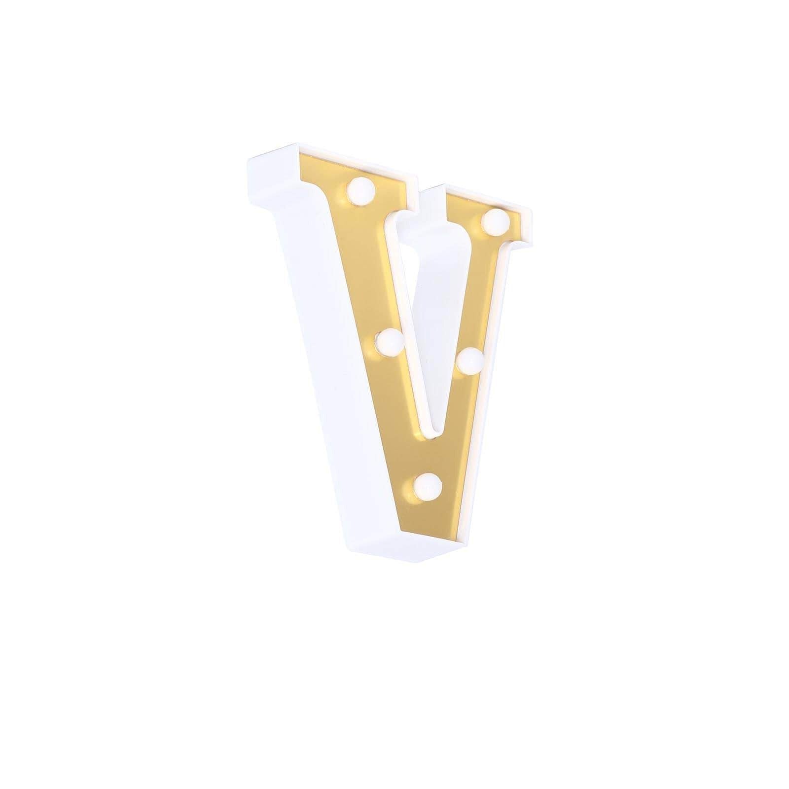 3D Marquee Letter V Warm White 5 LED Lights Gold - Chic Light-Up Decor for Events 6