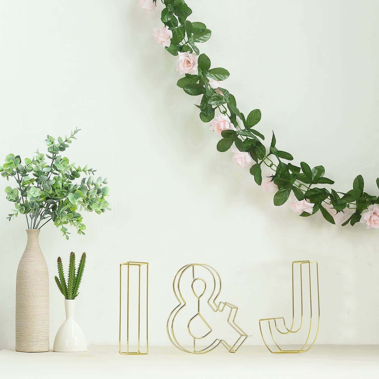 8 Tall Gold Freestanding 3D Decorative Wire Letter, Wedding Centerpiece - I