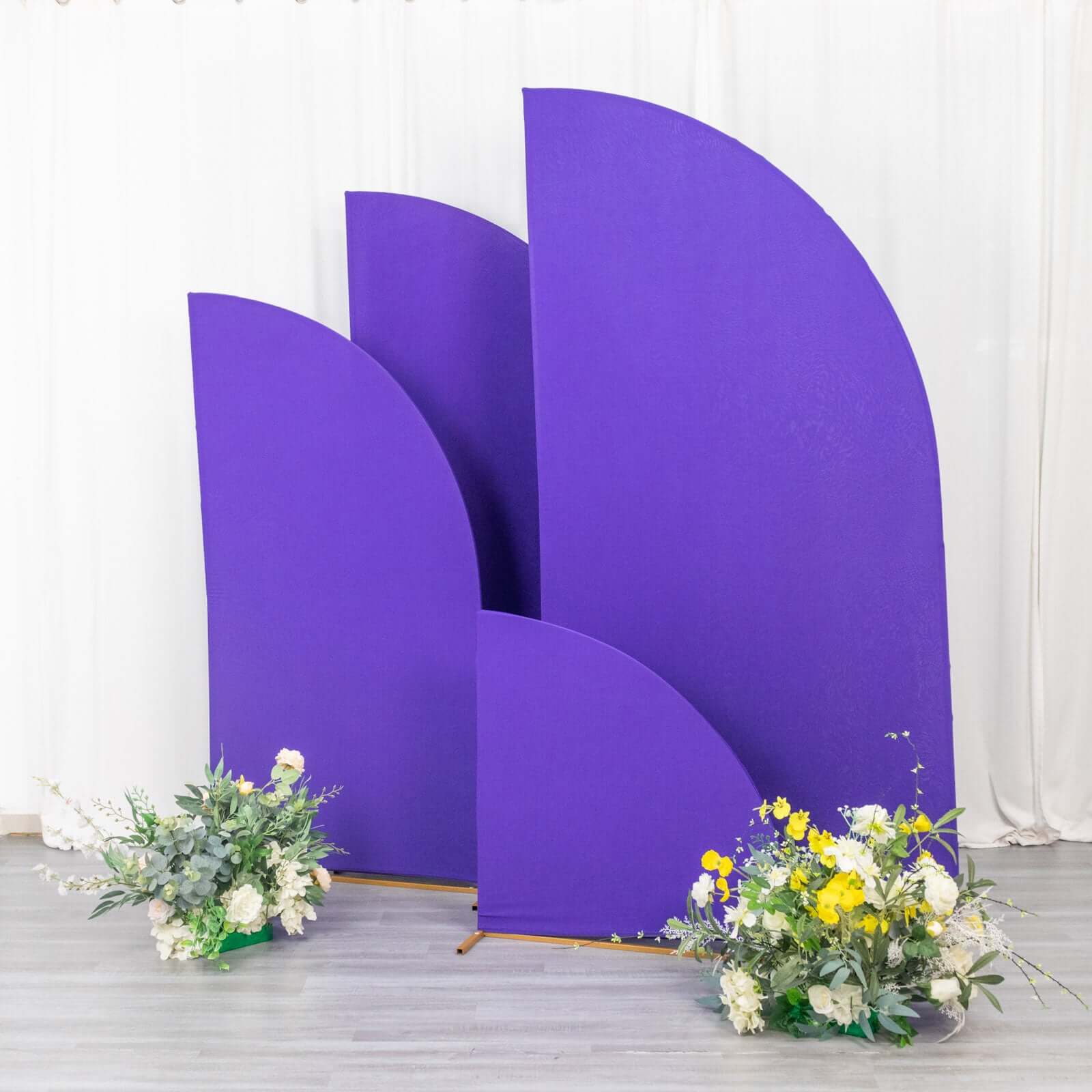 Set of 4 Matte Purple Spandex Half Moon Chiara Backdrop Stand Covers, Custom Fitted Wedding Arch Covers - 2.5ft,5ft,6ft,7ft