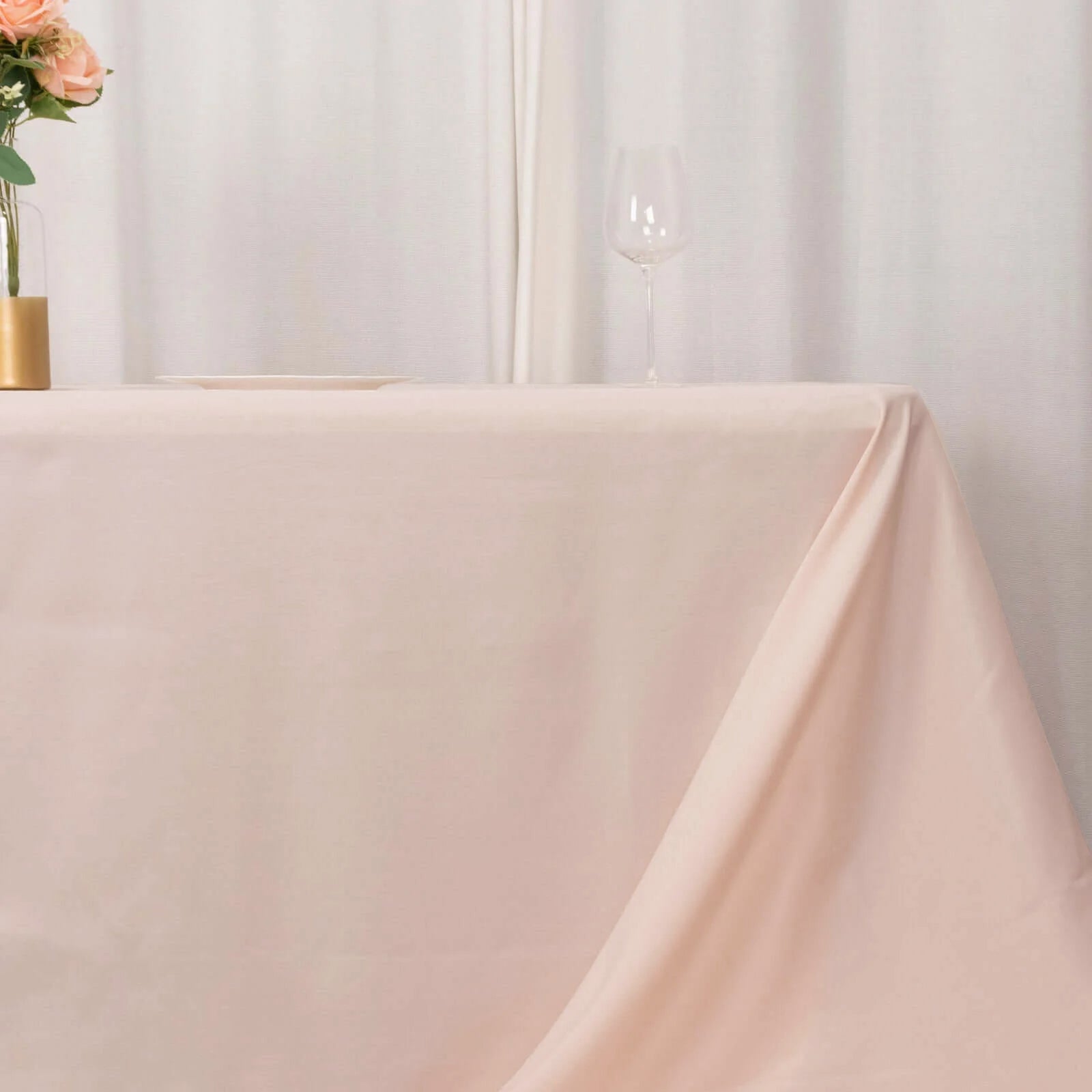 Premium Polyester 90x156 Rectangle Tablecloth Blush - Seamless 220GSM Stain-Resistant Table Cover