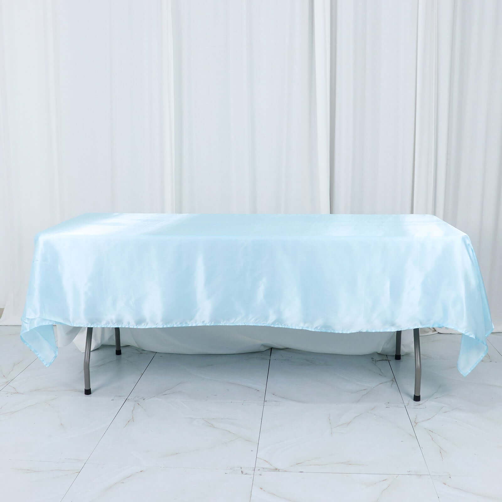 Satin Rectangular 60x102 Tablecloth Light Blue - Smooth and Lustrous Table Cover