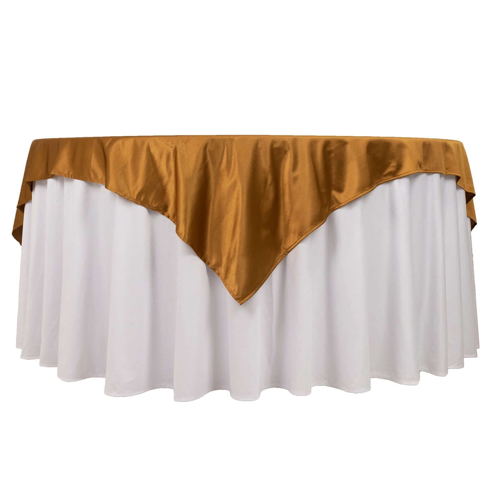 Premium Scuba 70x70 Table Overlay Square Tablecloth Shimmer Gold - Wrinkle Free & Stain Resistant Table Cover