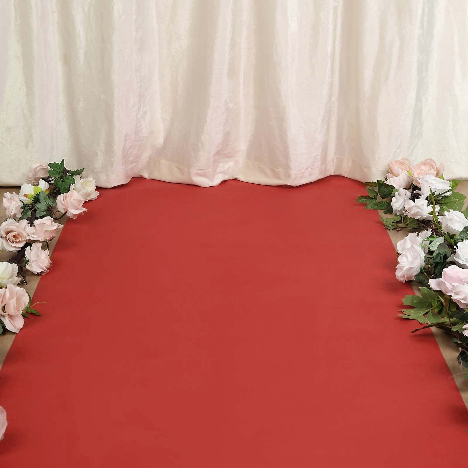 3ftx100ft Hollywood Red Carpet Runner for Party, Red Rayon Wedding Aisle Runner