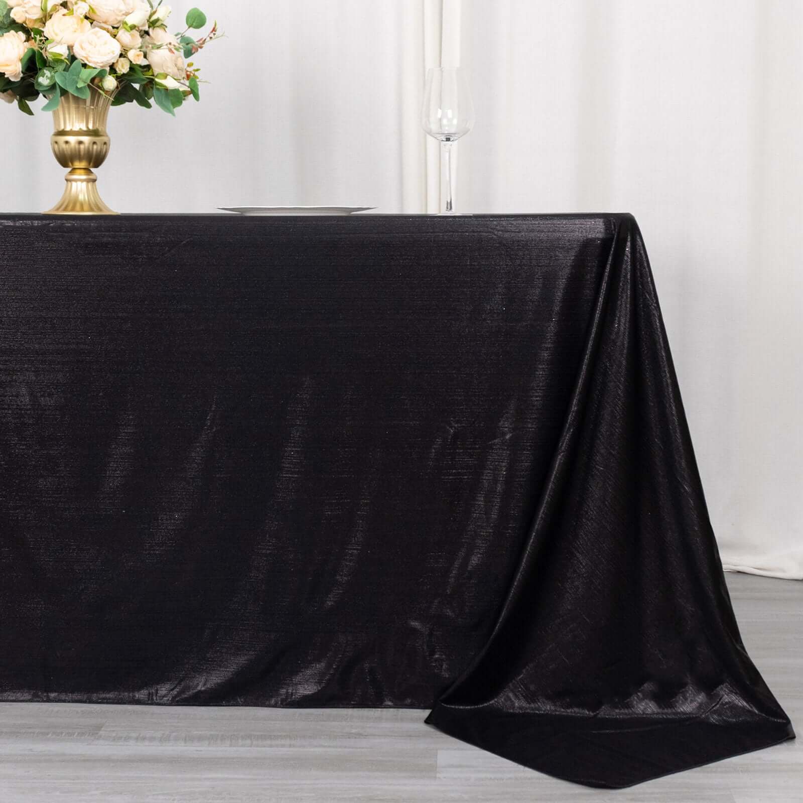 Sequin Dots Polyester 90x132 Rectangle Tablecloth Shimmering Black - Seamless, Glittering & Wrinkle Free Table Cover