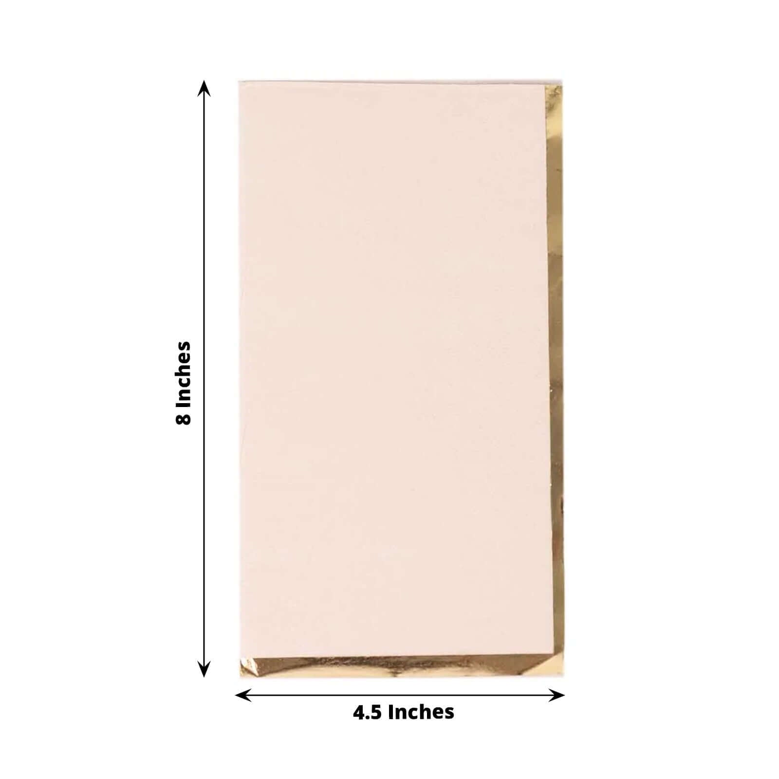 50-Pack Paper Dinner Napkins Blush with Gold Foil Edge 2 Ply - Stylish Disposable Napkins