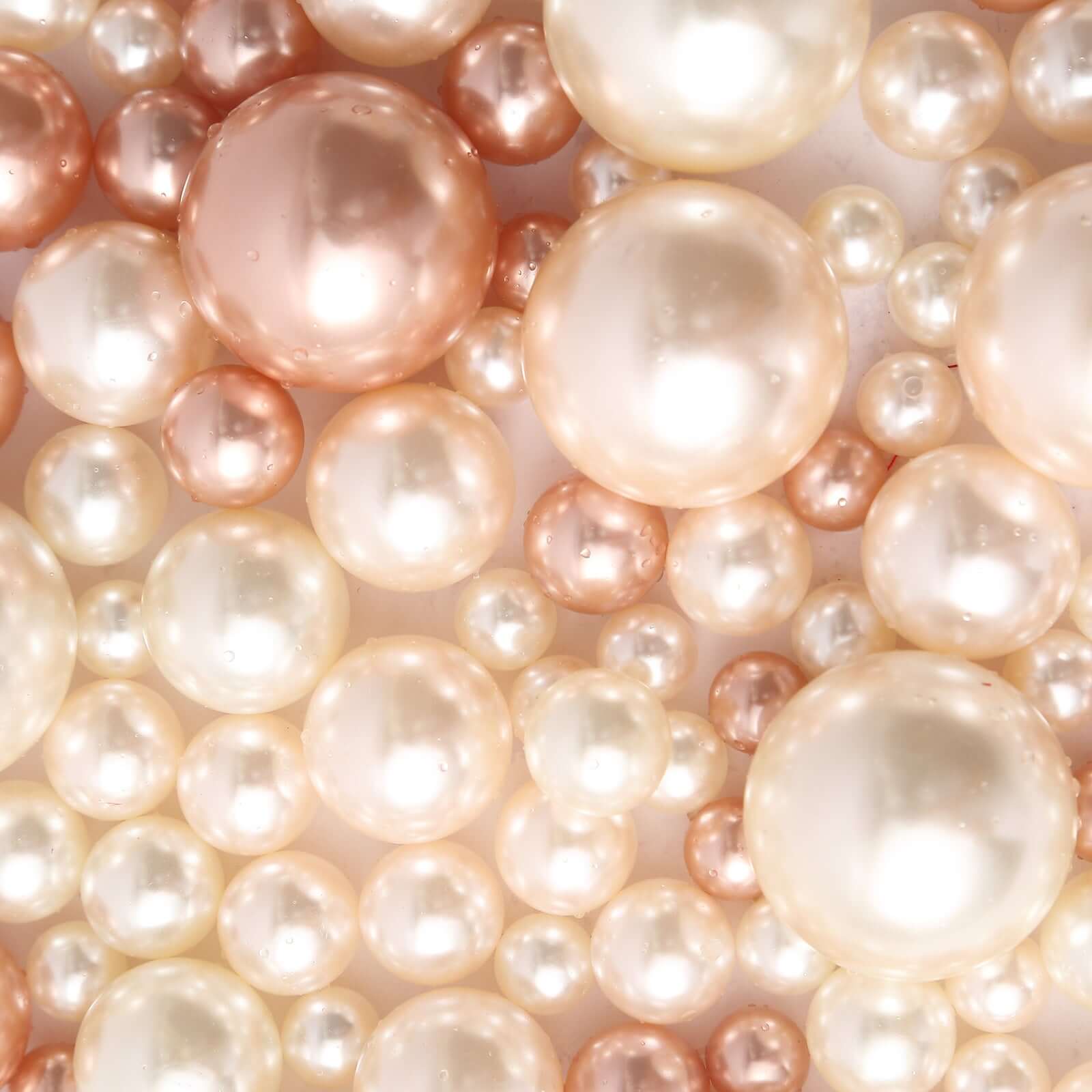 200Pcs Assorted Pearl Beads Vase Fillers in Rose Gold and Off White - Lustrous DIY Craft Bead Set