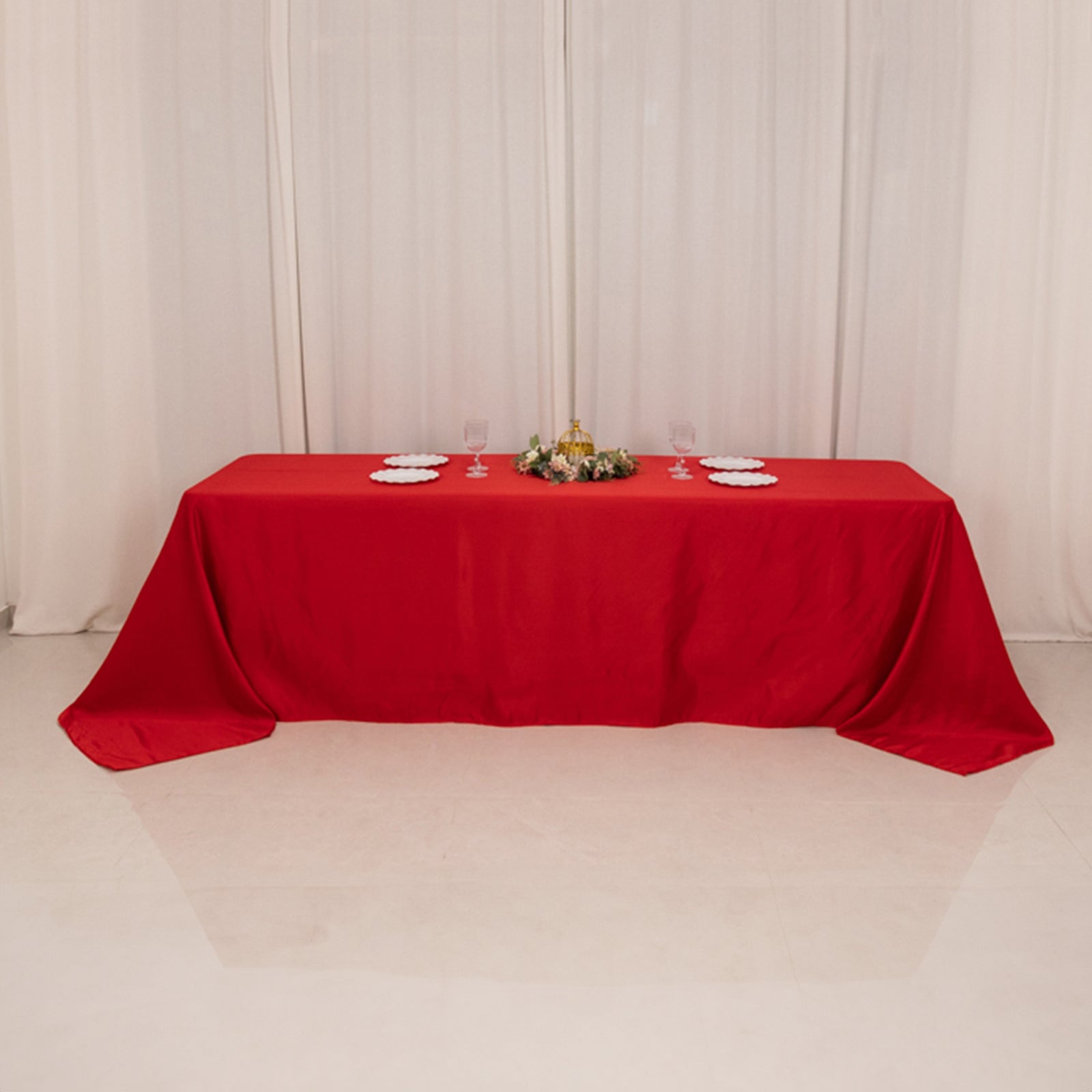 Lamour Satin 90x156 Rectangle Tablecloth Red - Luxurious, Soft Seamless Table Cover