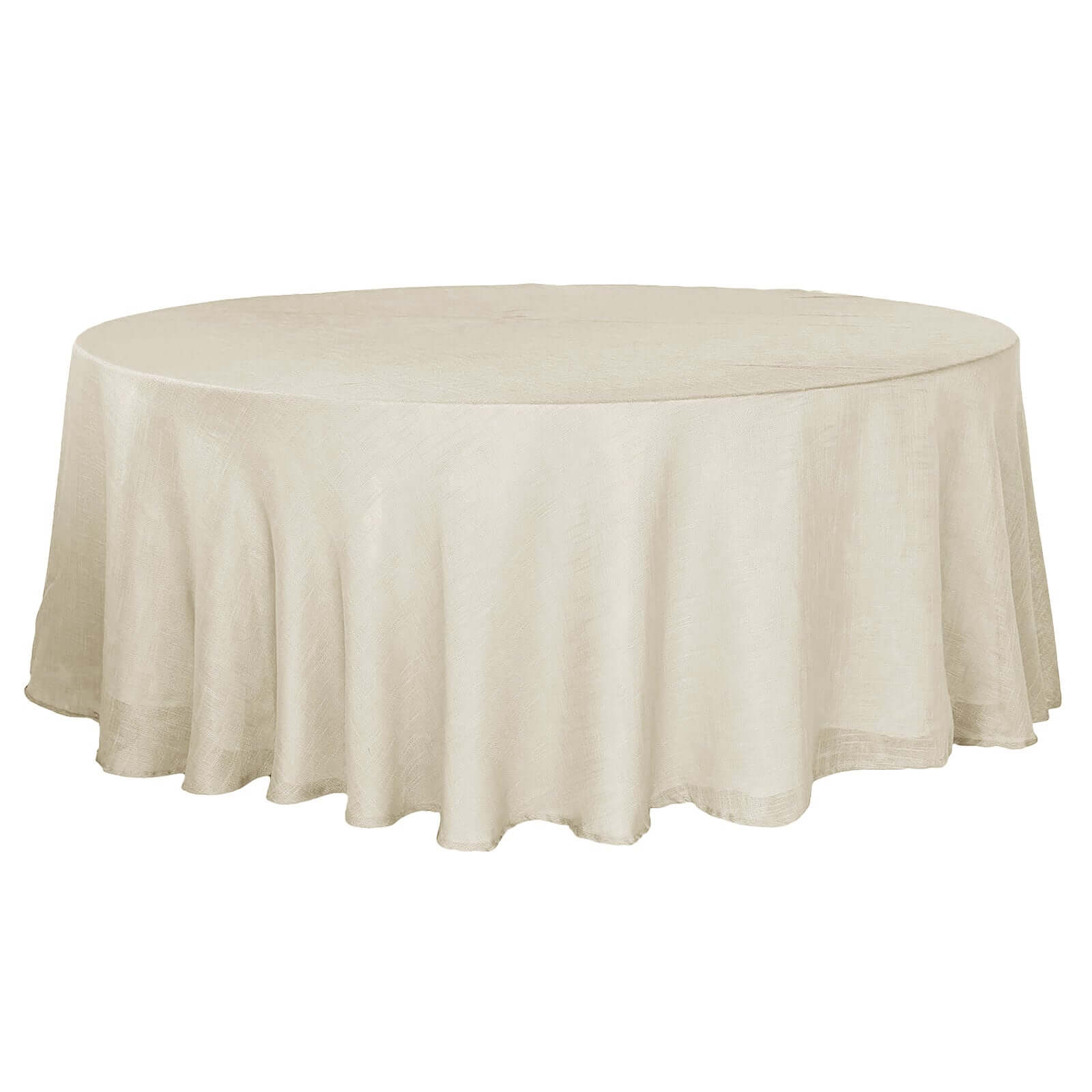 Faux Linen 108 Round Tablecloth Beige - Slubby Textured & Wrinkle Resistant Table Cover