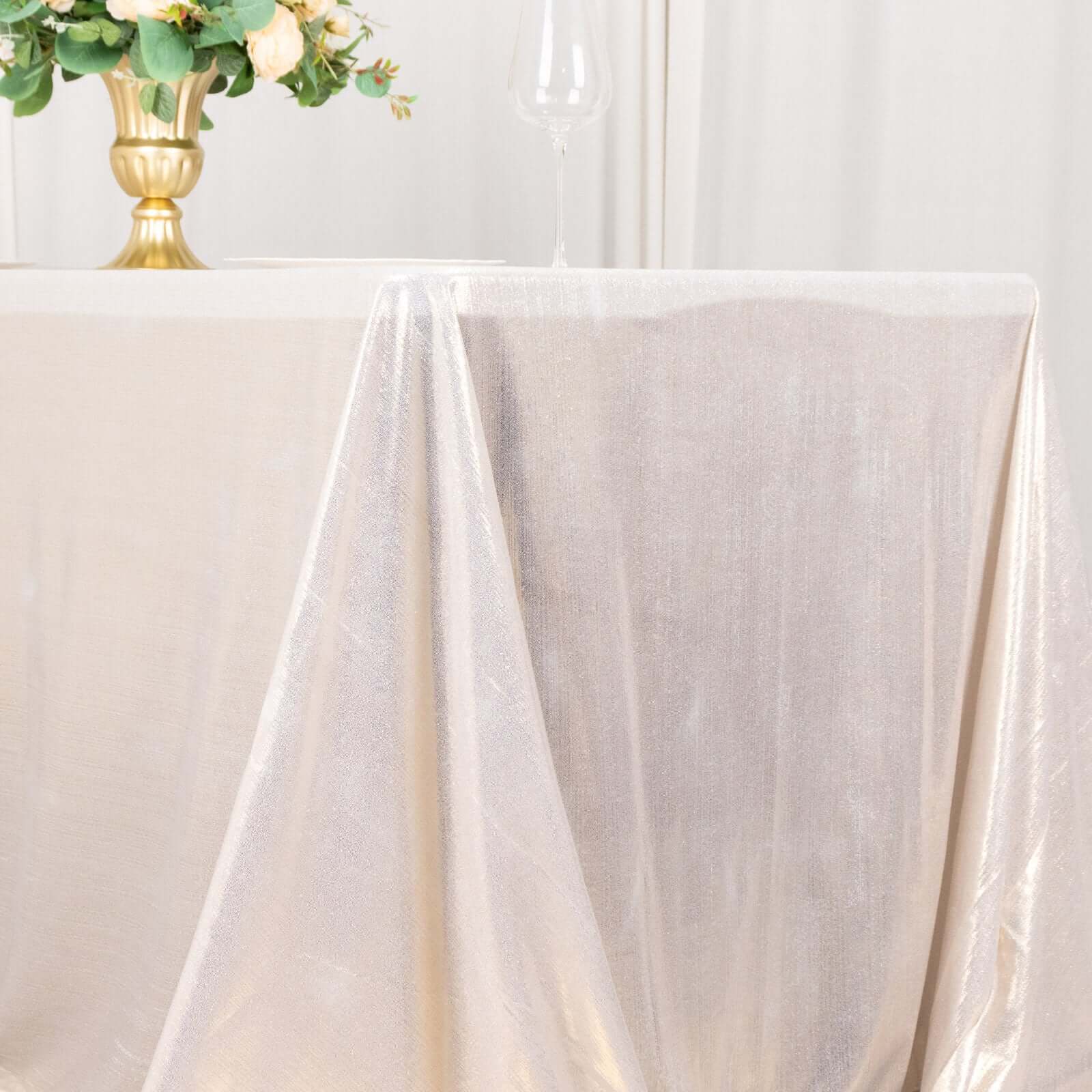 Sequin Dots Polyester 90x132 Rectangle Tablecloth Shimmering Beige - Seamless, Glittering & Wrinkle Free Table Cover