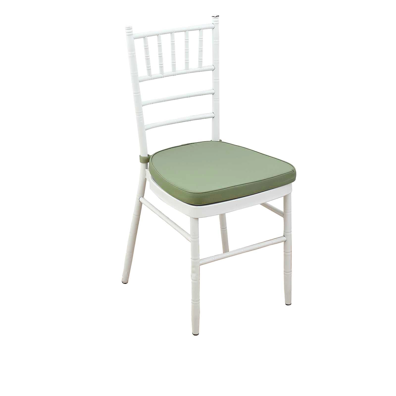 Chiavari Chair Cushion with 1.5 Thick Memory Foam and Ties Dusty Sage Green - Stylish Removable Cover for Comfort