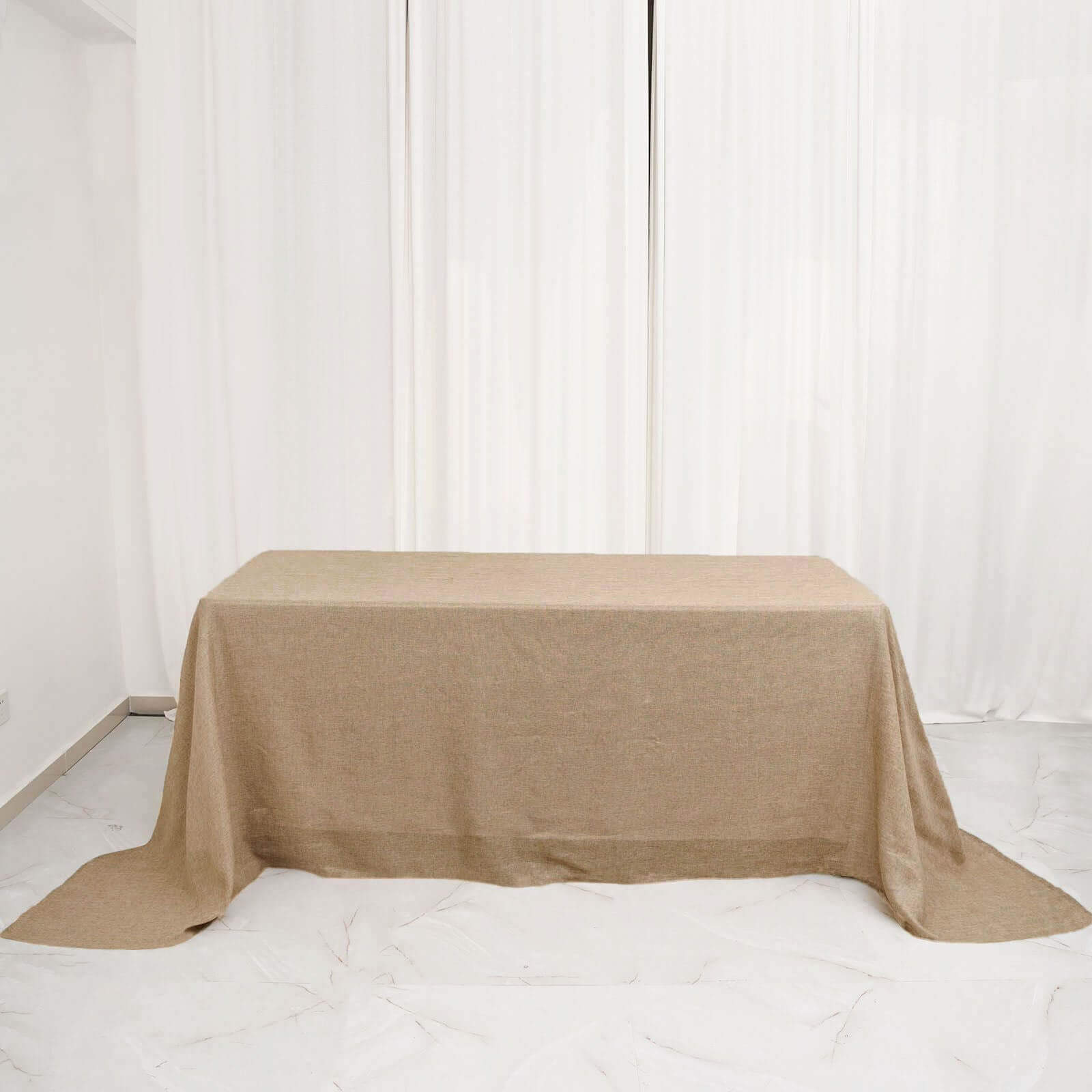 Faux Burlap Jute 90x132 Rectangle Tablecloth Natural - Rustic Seamless Event Table Linen