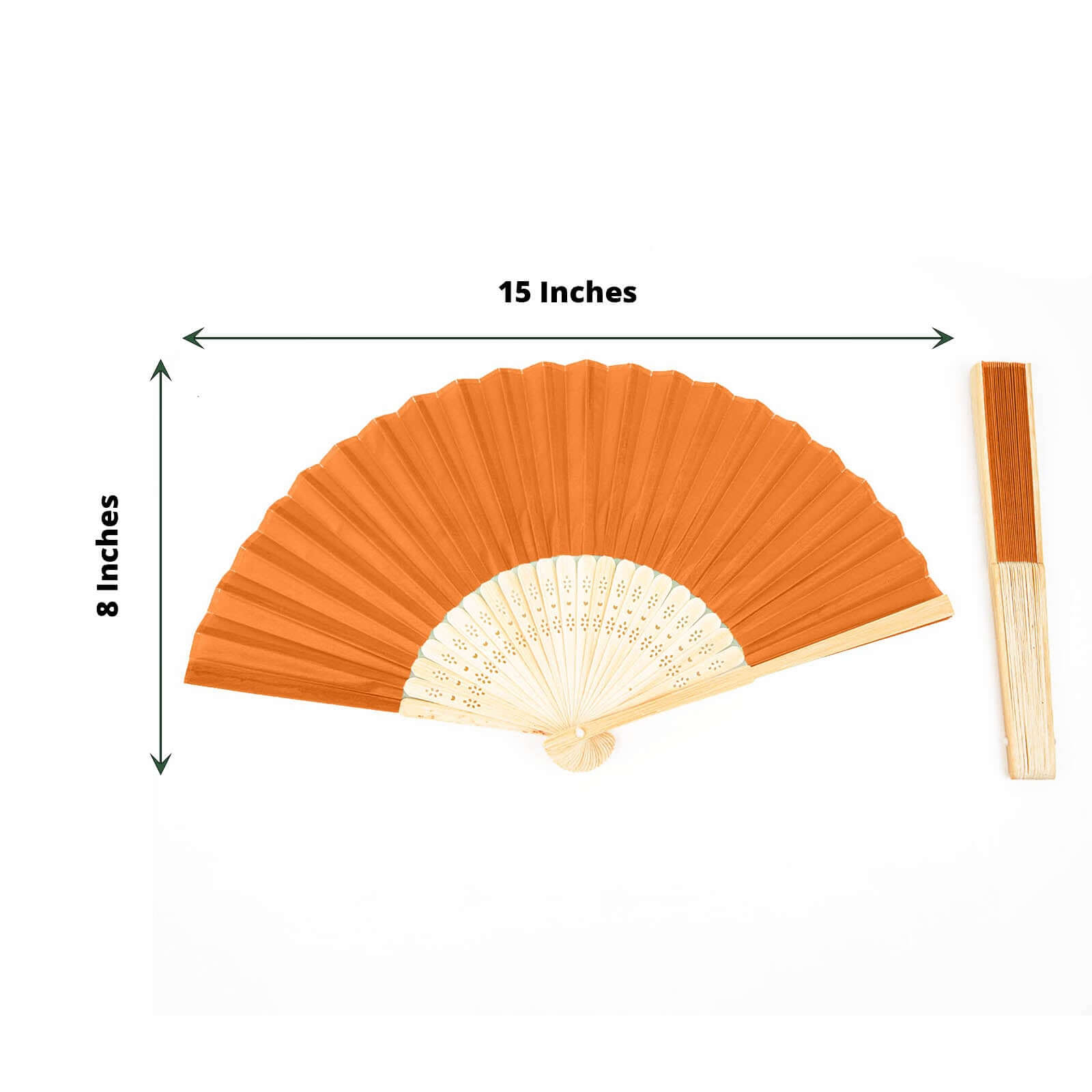 5 Pack Orange Asian Silk Folding Fans Party Favors, Oriental Folding Fan Favors