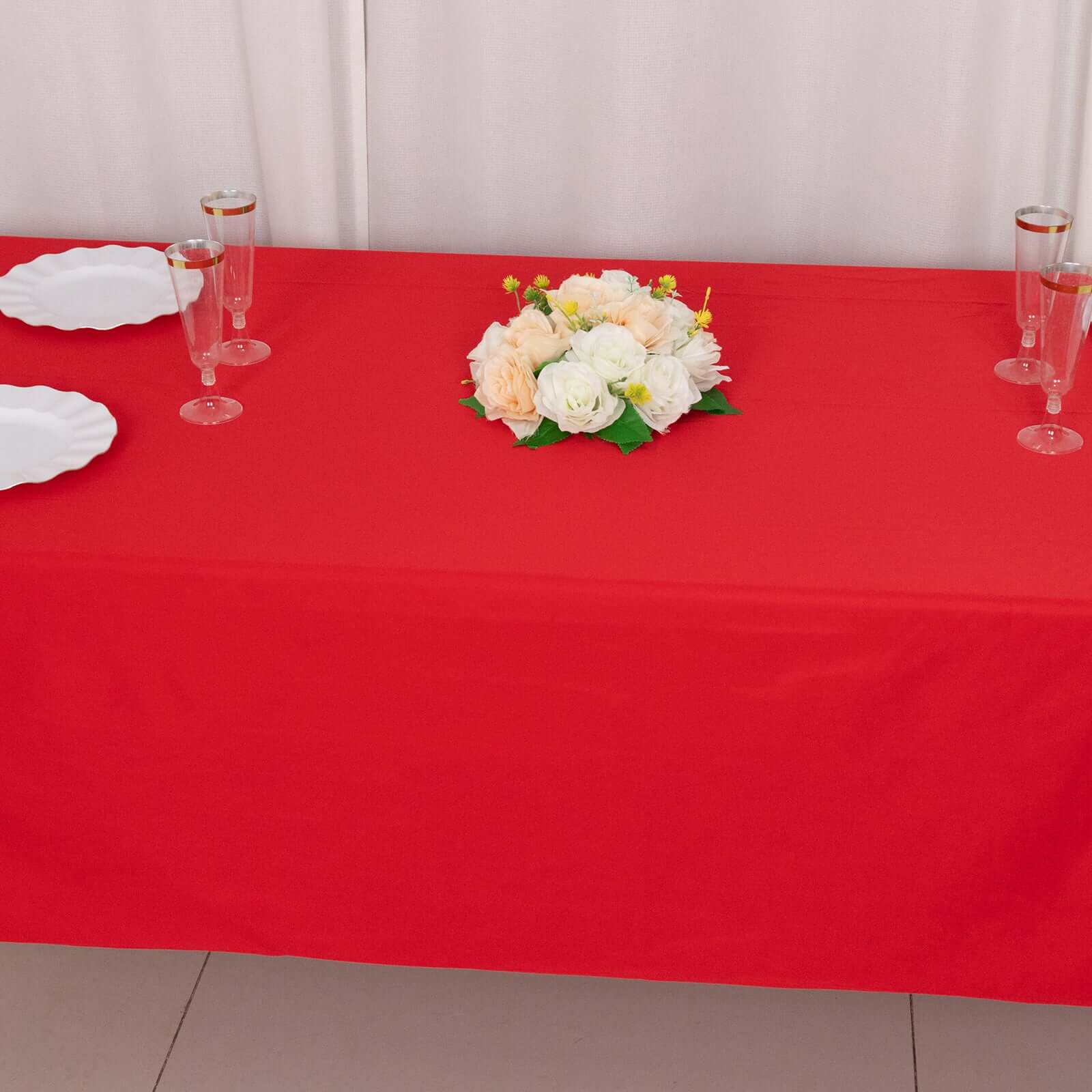 Premium Scuba Rectangular 60x102 Tablecloth Red - Wrinkle Free & Stain Resistant Table Cover