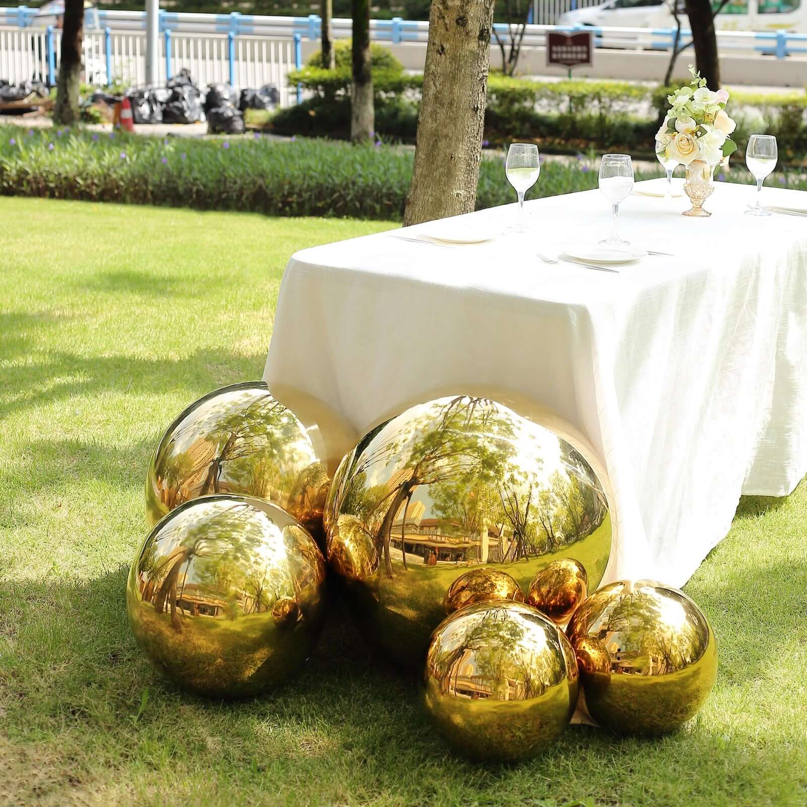 Gazing Globe Mirror Ball Reflective Hollow Stainless Steel Gold Sphere - Decorative Garden Accent Piece 20