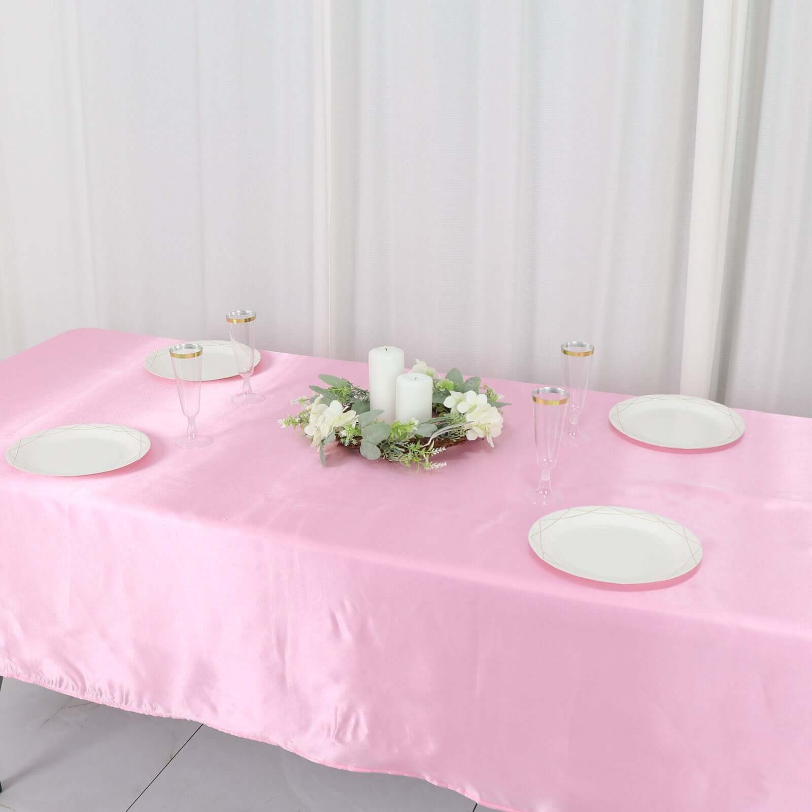 Satin Rectangular 60x102 Tablecloth Pink - Smooth and Lustrous Table Cover