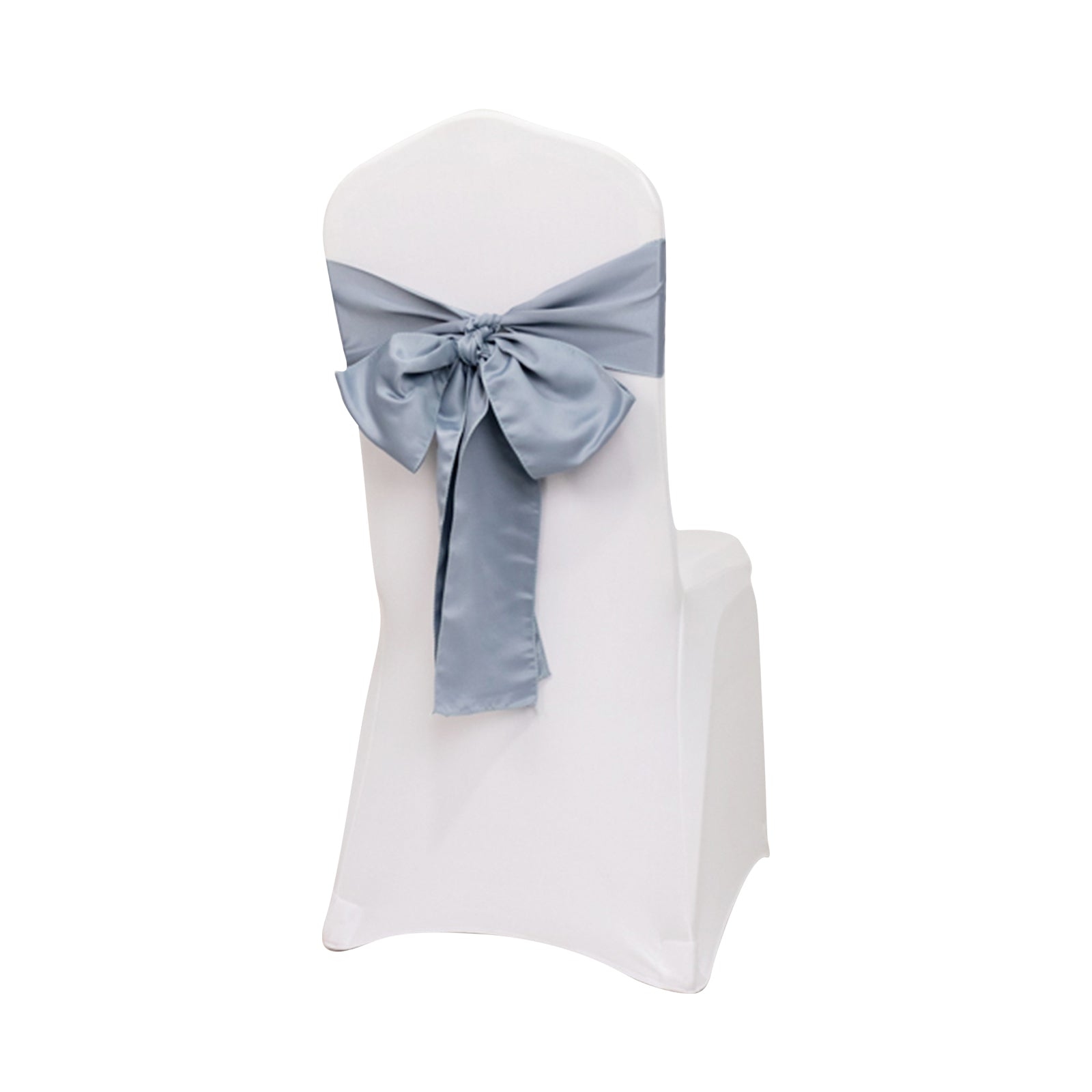 5 Pack Lamour Satin 6x106 Chair Sashes Dusty Blue - Stylish Reusable Decorative Bows