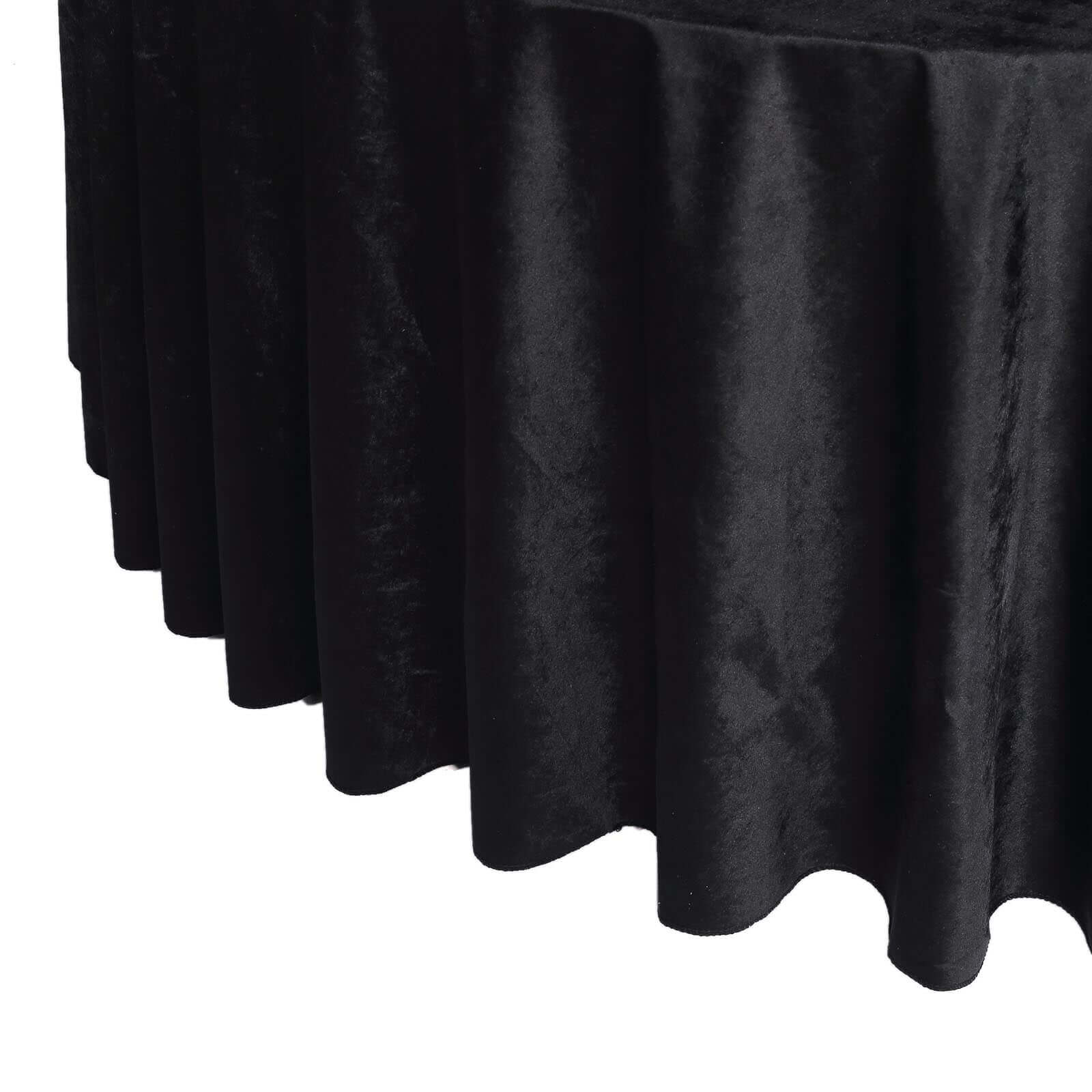 Premium Velvet 120 Round Tablecloth Black - Reusable Soft & Seamless Table Cover for Upscale Events