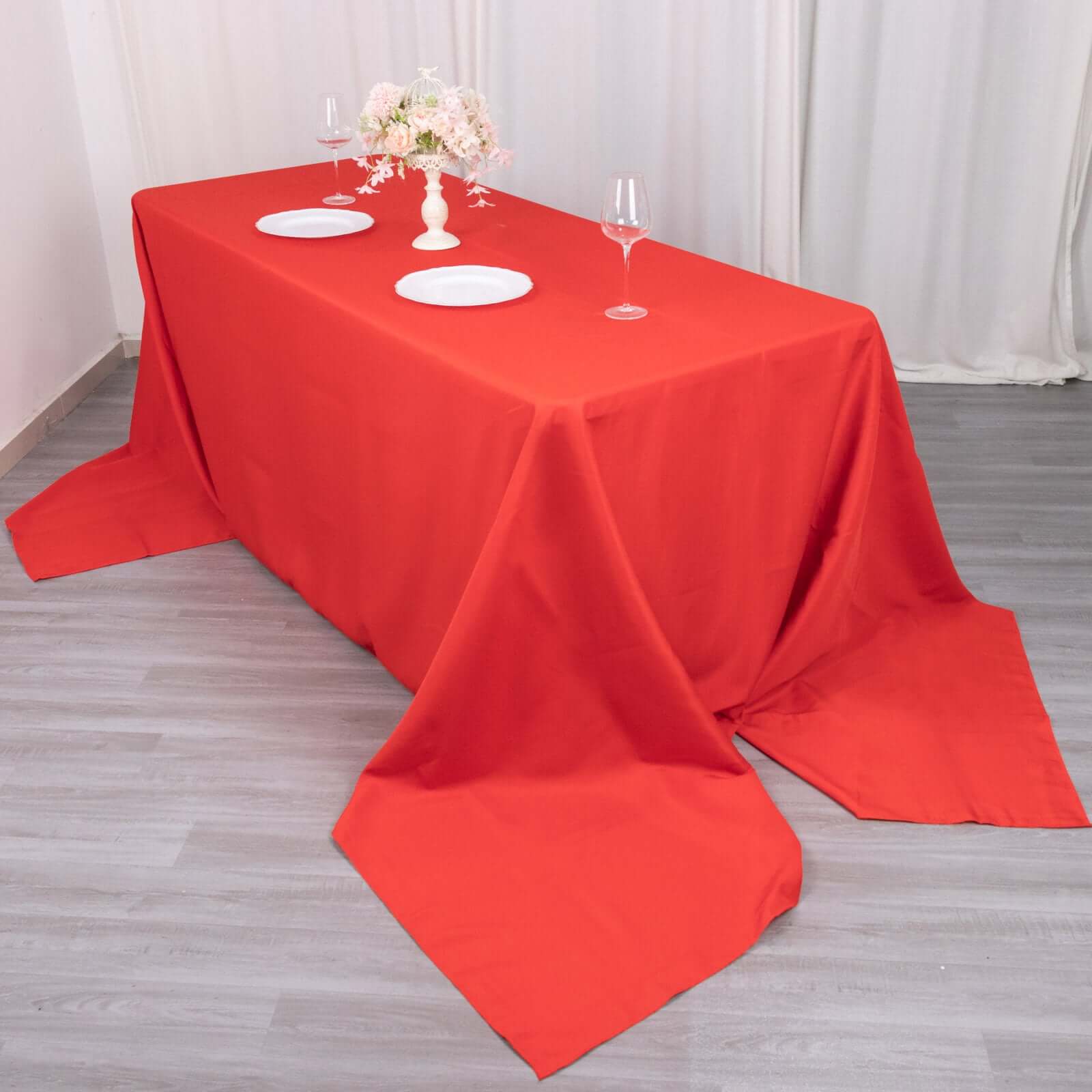 Premium Polyester 90x156 Rectangle Tablecloth Red - Seamless 220GSM Stain-Resistant Table Cover