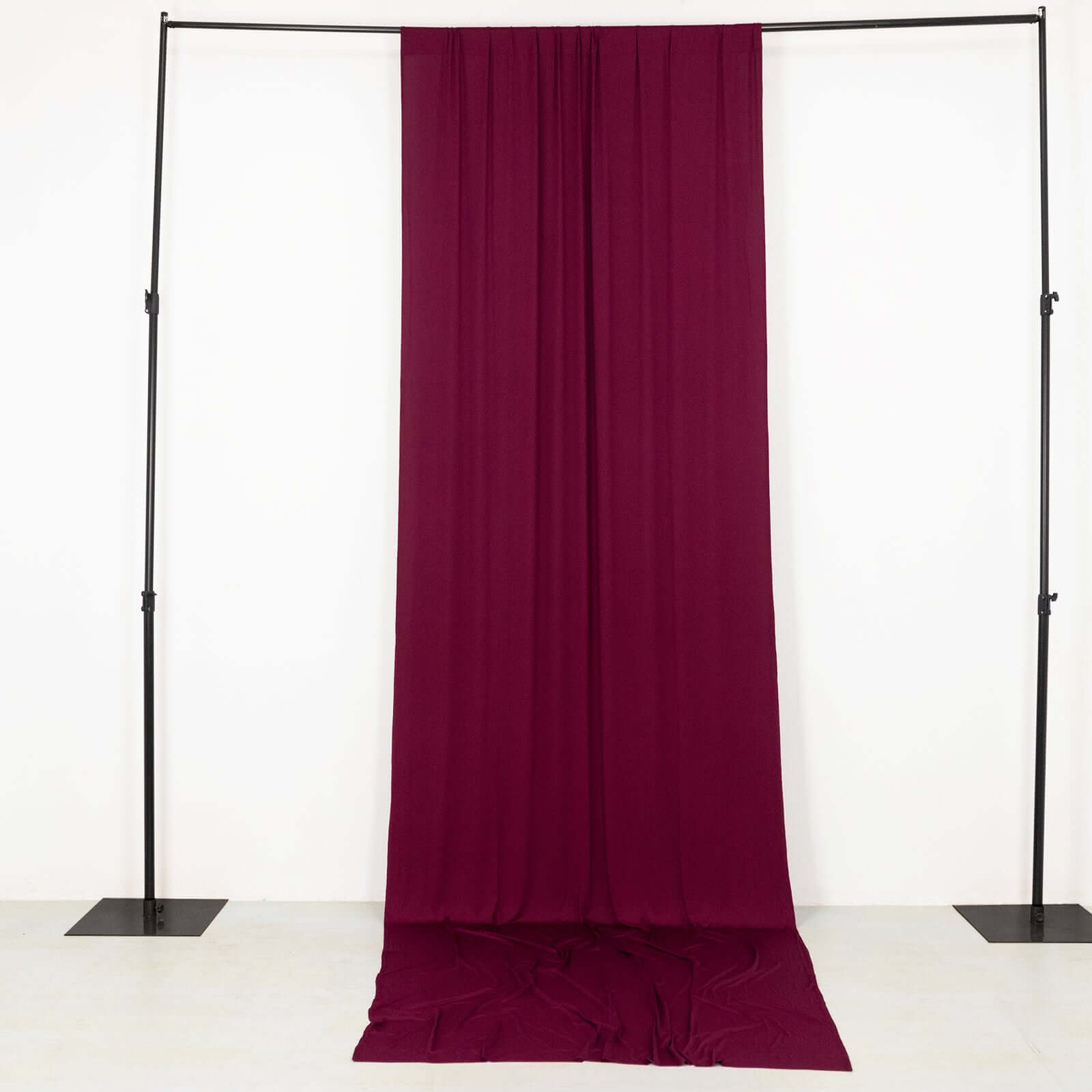 Burgundy 4-Way Stretch Spandex Event Curtain Drapes, Wrinkle Free Backdrop Event Panel with Rod Pockets - 5ftx14ft